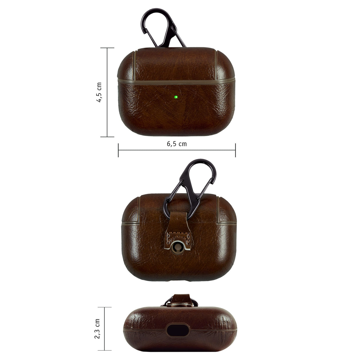 Case für AirPods Pro (2019) - Kunst-Lederhülle braun Tasche – Ansicht 3