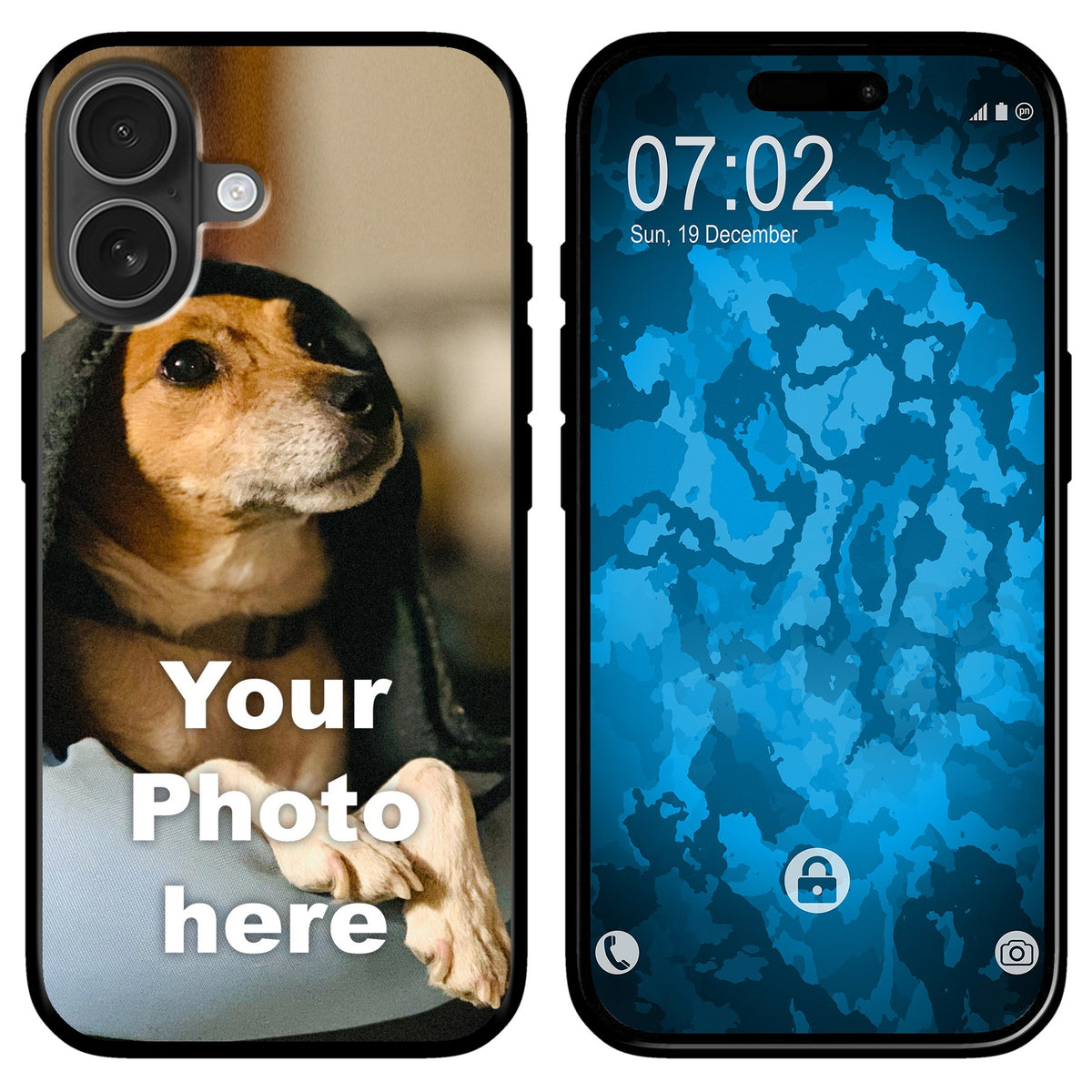 PhoneNatic Case kompatibel mit iPhone 16 Plus Personalisierte Handyhülle SCHWARZ zum selbst gestalten mit eigenem Foto