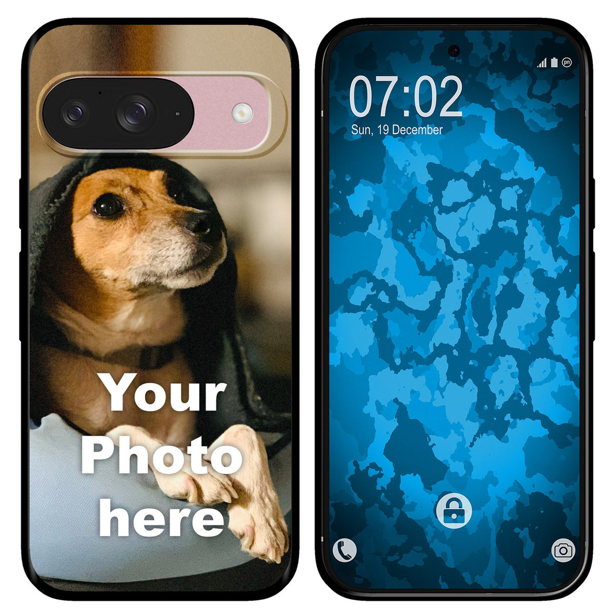 PhoneNatic Case kompatibel mit Pixel 9 Personalisierte Handyhülle SCHWARZ zum selbst gestalten mit eigenem Foto