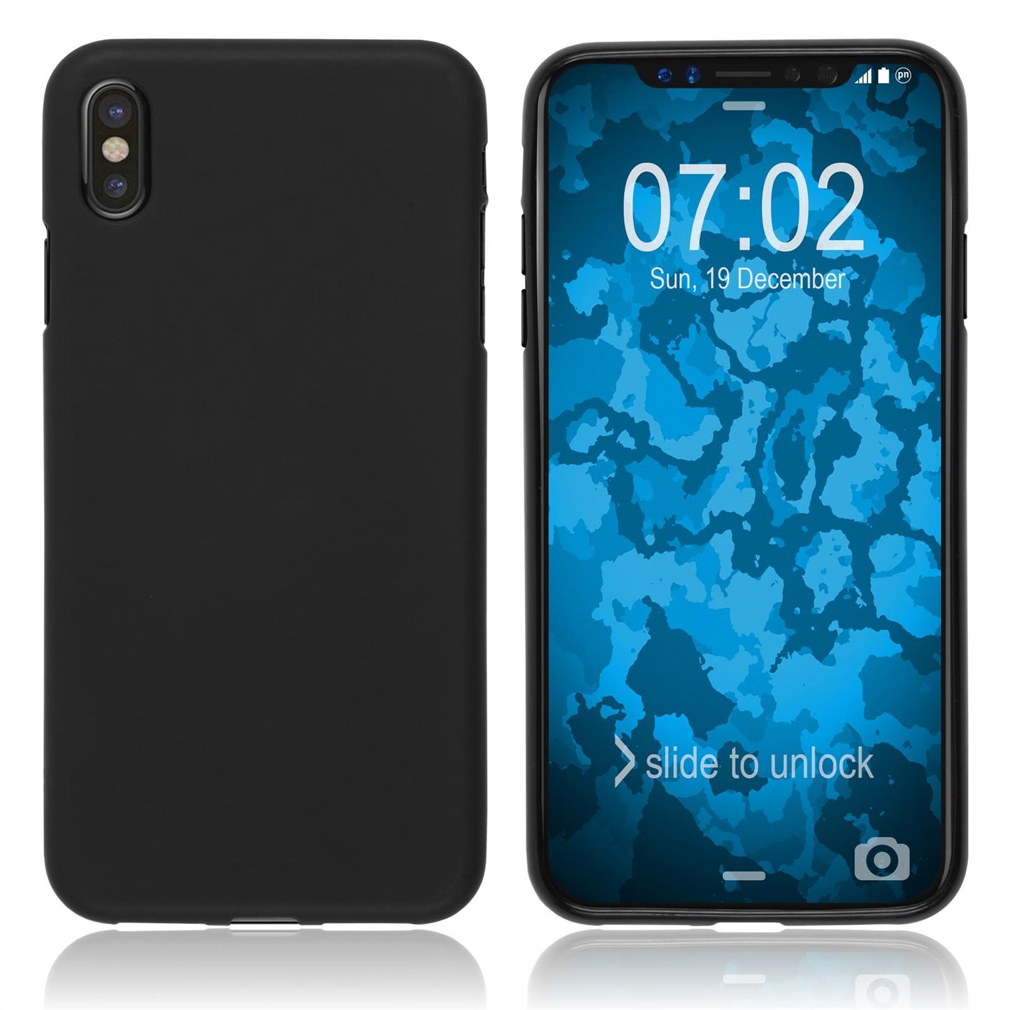 PhoneNatic Case kompatibel mit Apple iPhone Xs - schwarz Silikon Hülle matt Cover