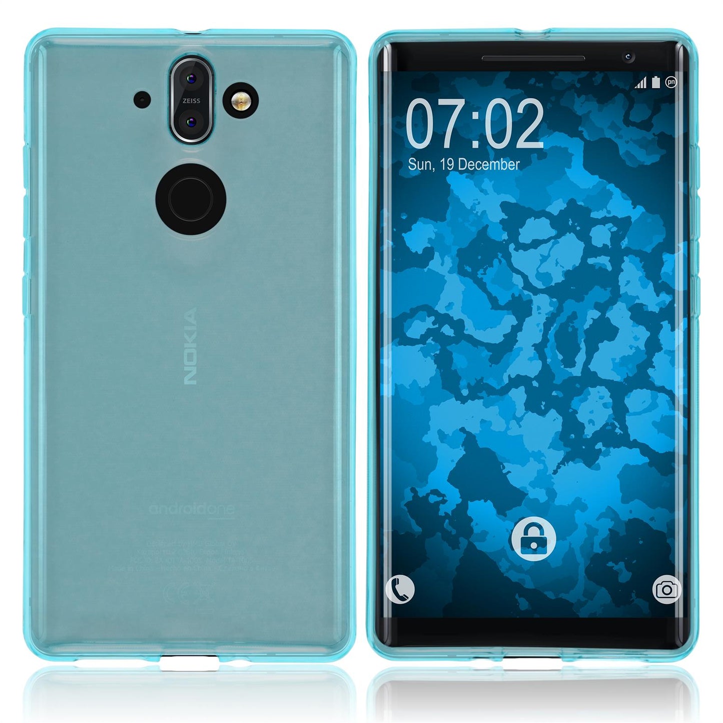 PhoneNatic Case kompatibel mit Nokia 8 Sirocco - türkis Silikon Hülle transparent Cover