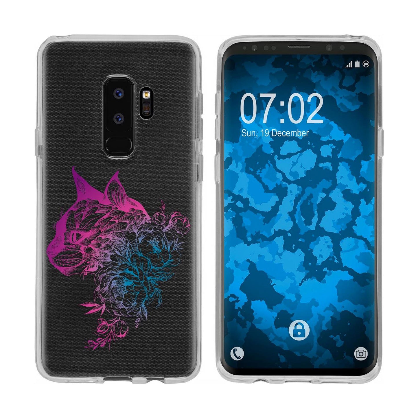 Galaxy S9 Plus Silikon-Hülle Floral Katze M2-6 Case