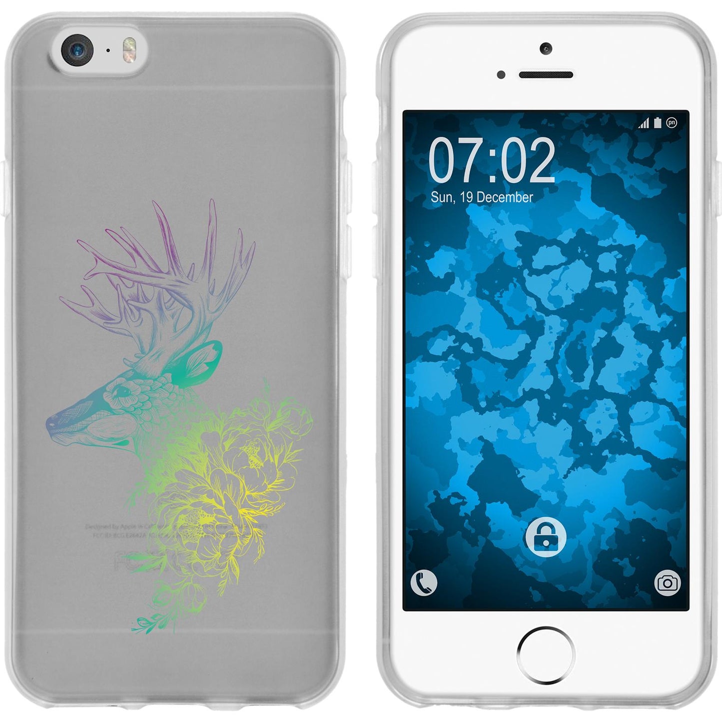 iPhone 6 Plus / 6s Plus Silikon-Hülle Floral Hirsch M7-4 Cas