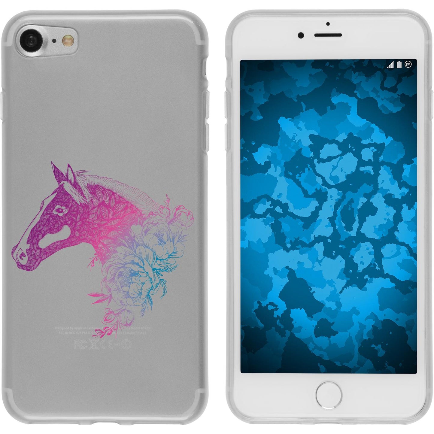 iPhone 8 Silikon-Hülle Floral Pferd M5-6 Case