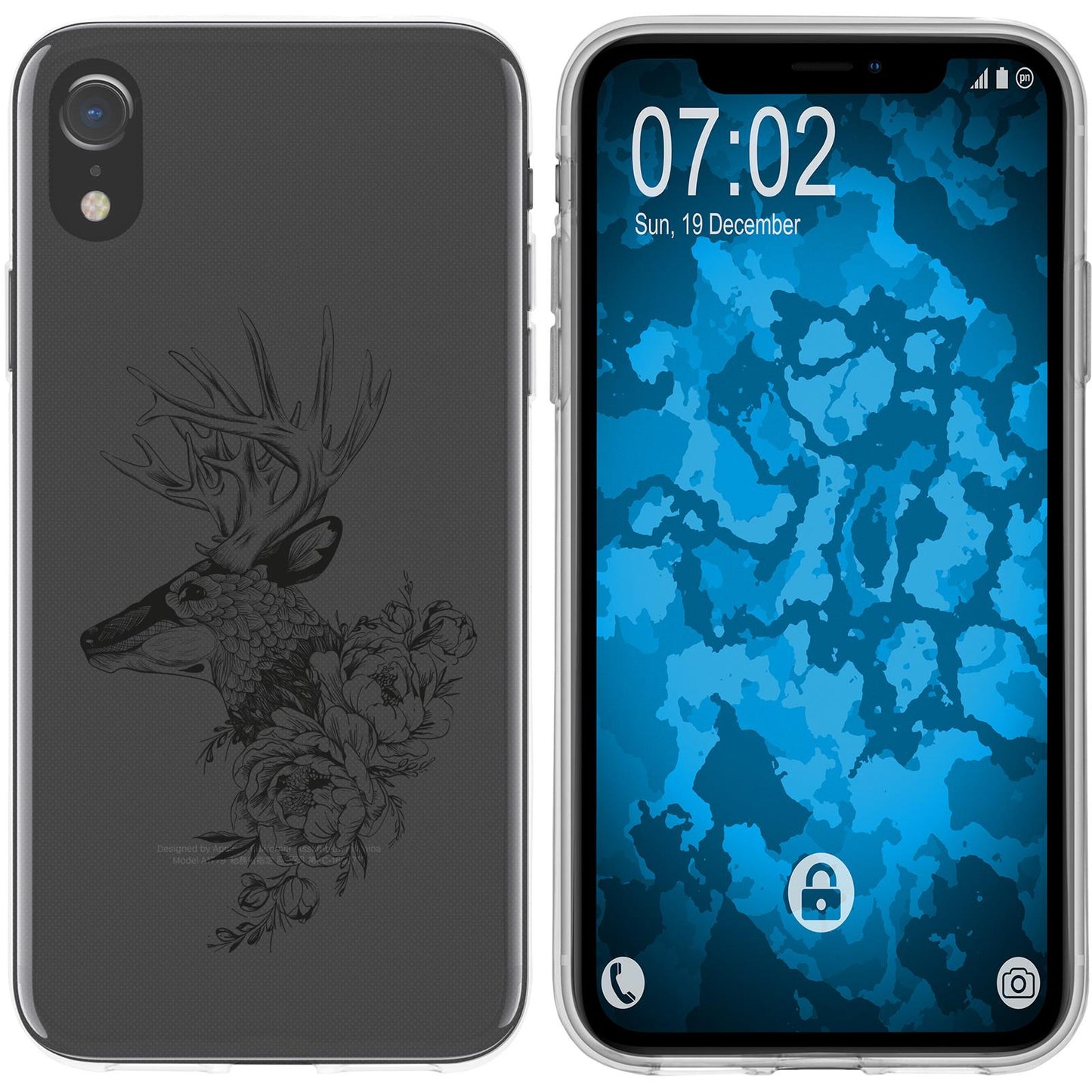 iPhone Xr Silikon-Hülle Floral Hirsch M7-1 Case