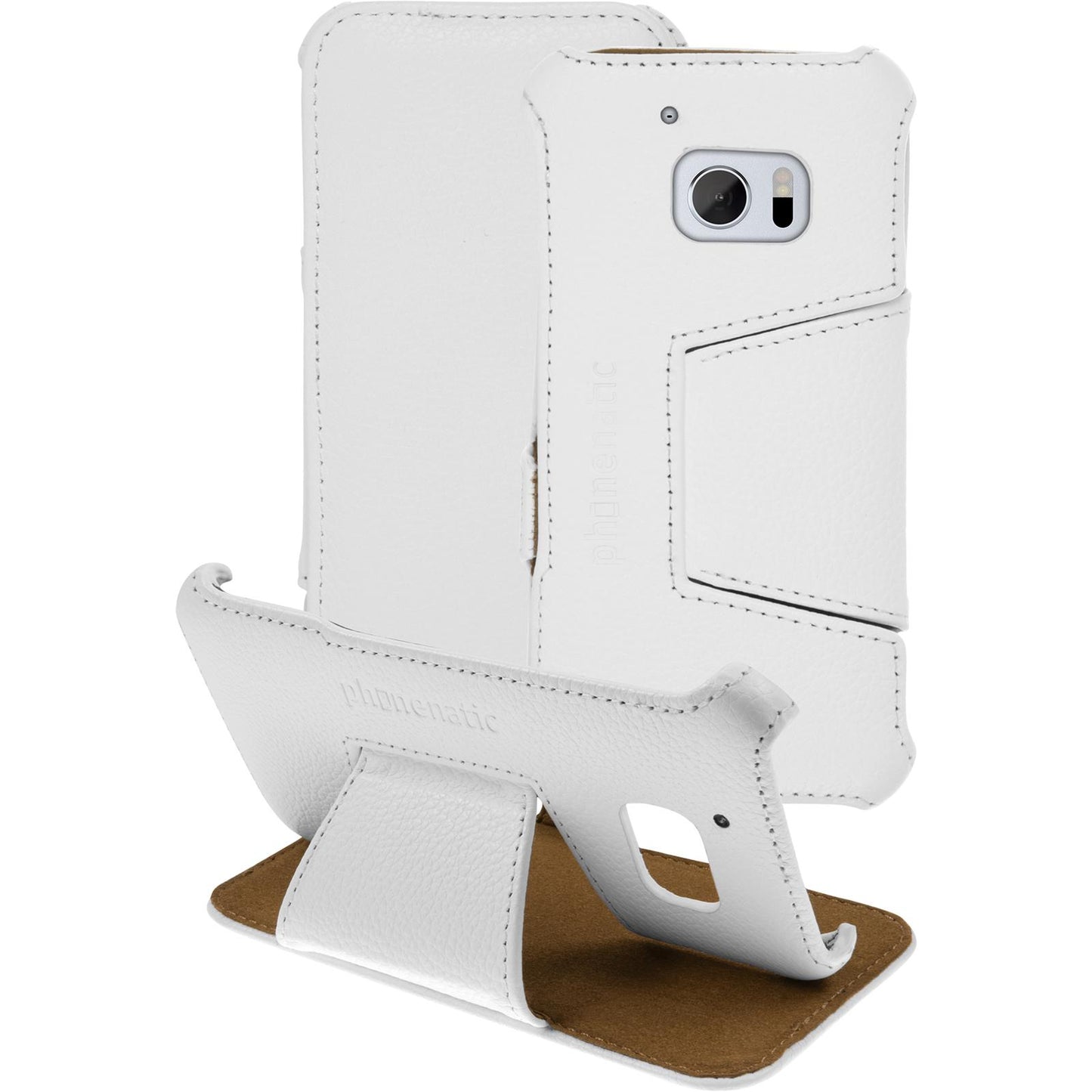 Echt-Lederhülle für HTC 10 Leder-Case weifl + Glasfolie