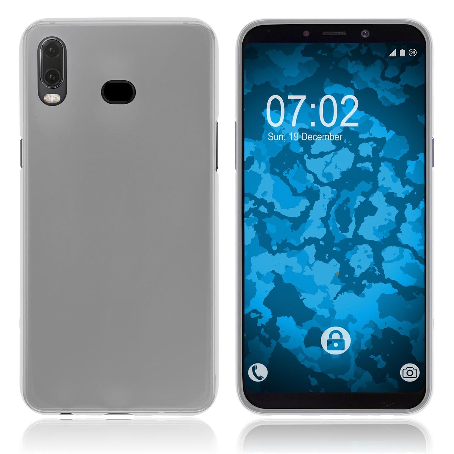 PhoneNatic Case kompatibel mit Samsung Galaxy A6s - transparent-weifl Silikon Hülle matt Cover