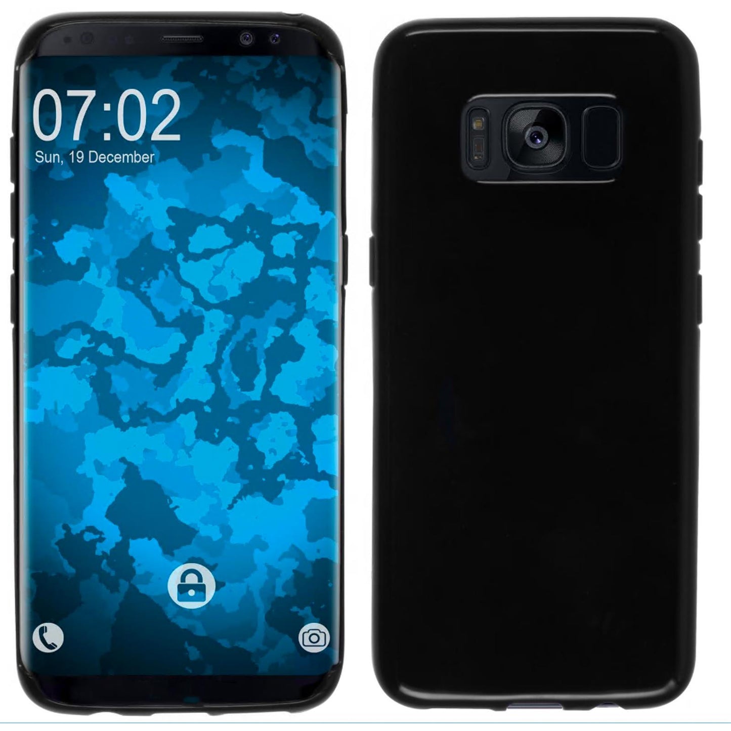 PhoneNatic Case kompatibel mit Samsung Galaxy S8 Plus - schwarz Silikon Hülle + flexible Folie