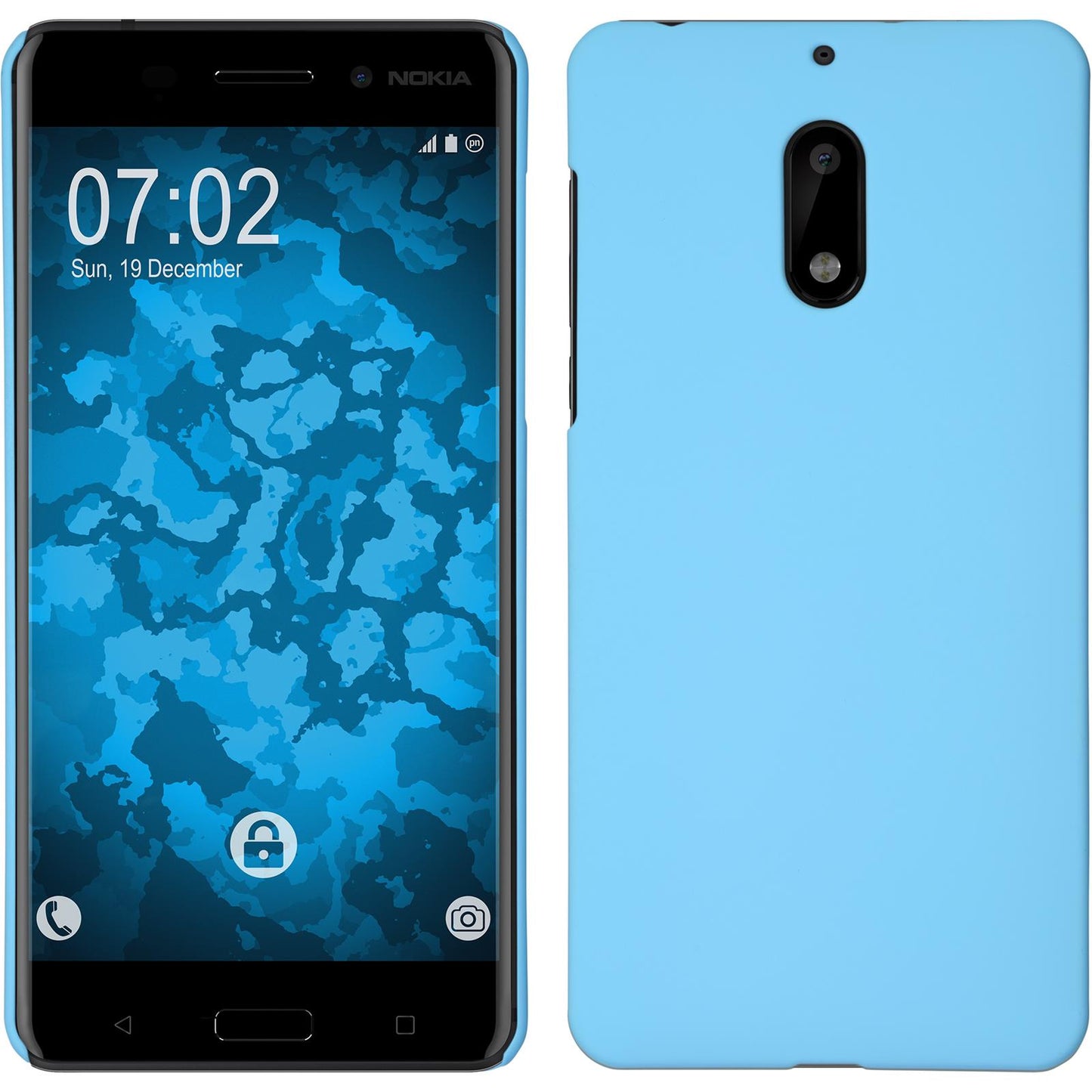 Hardcase für Nokia 6 gummiert hellblau