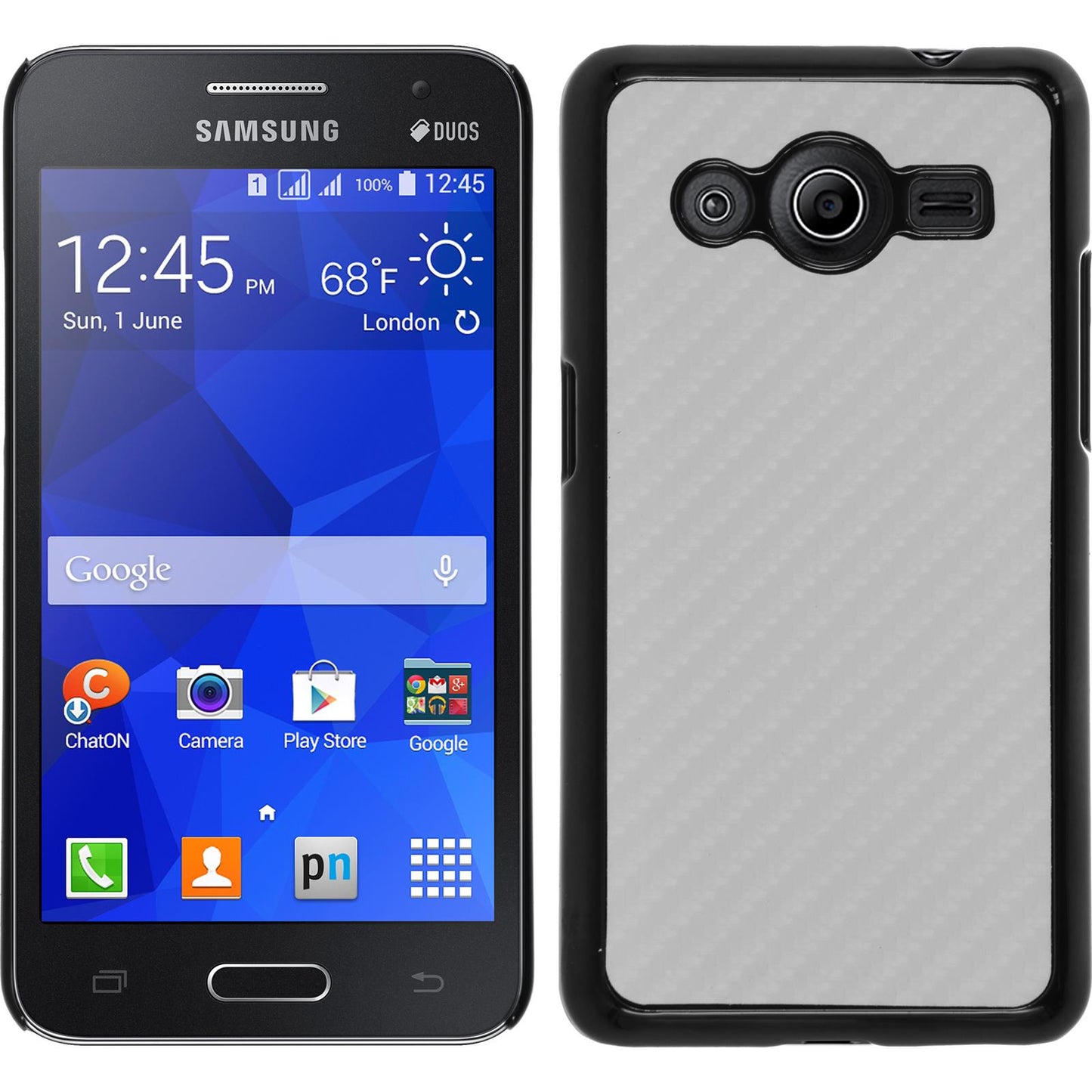 Hardcase für Samsung Galaxy Core 2 Carbonoptik weifl