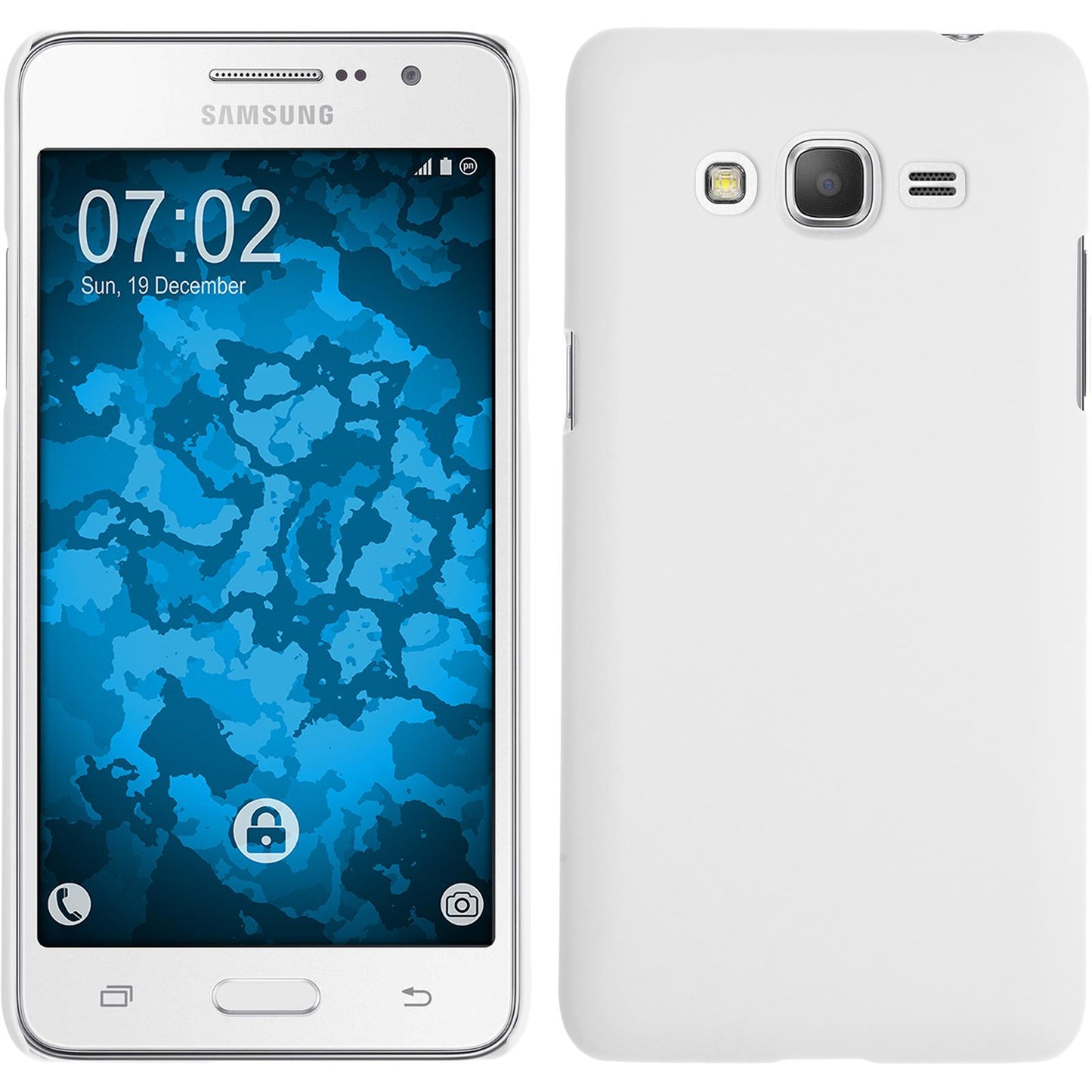 Hardcase für Samsung Galaxy Grand Prime Plus gummiert weifl