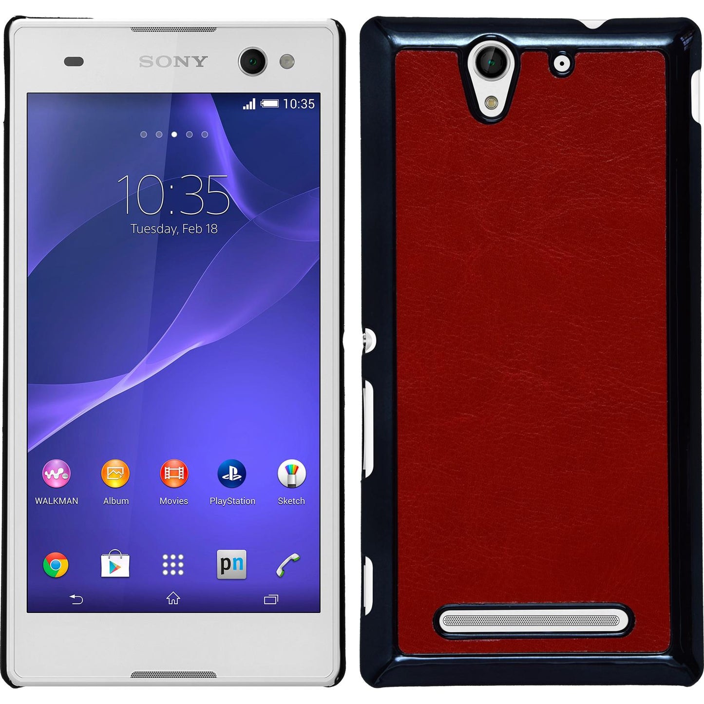 Hardcase für Sony Xperia C3 Lederoptik rot