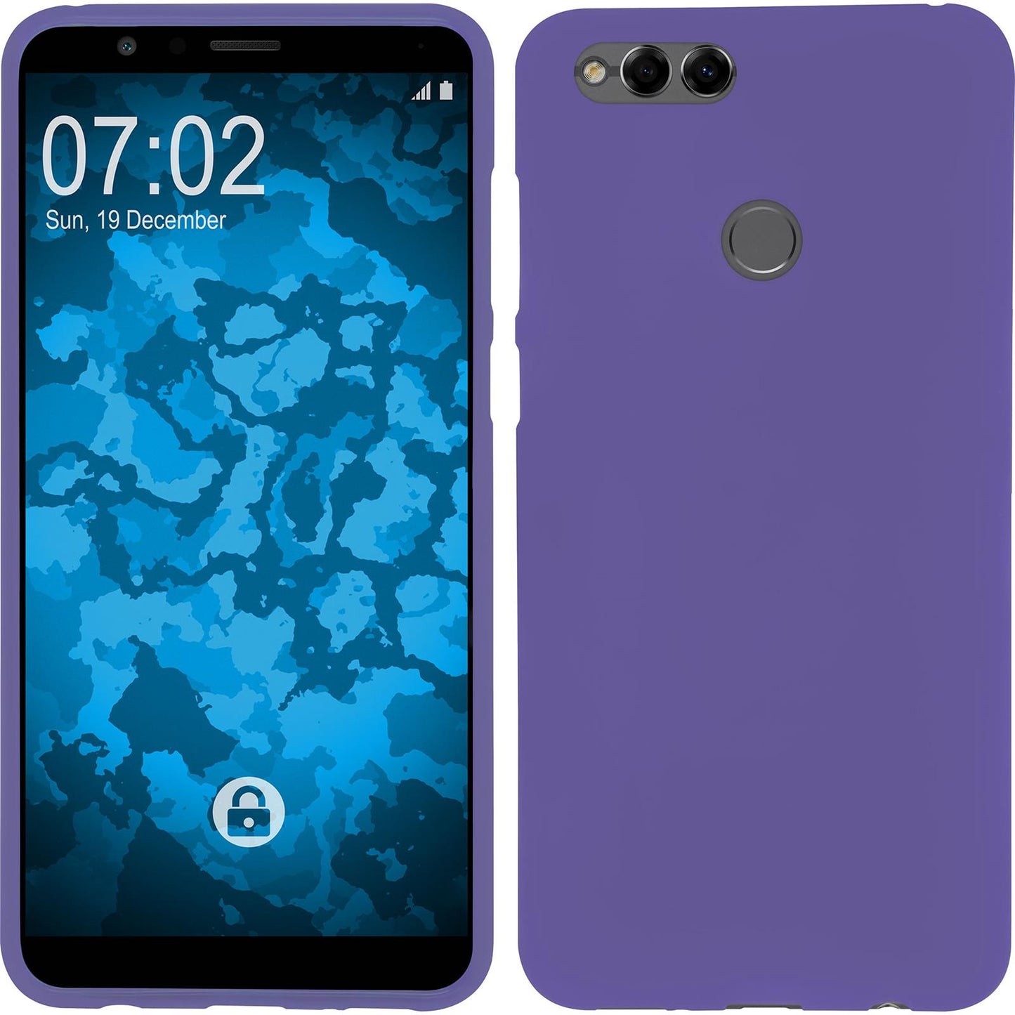 PhoneNatic Case kompatibel mit Huawei Honor 7x - lila Silikon Hülle matt Cover