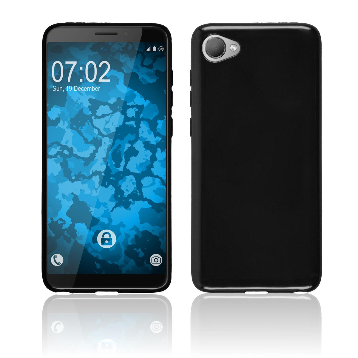 PhoneNatic Case kompatibel mit HTC Desire 12 - schwarz Silikon Hülle Cover