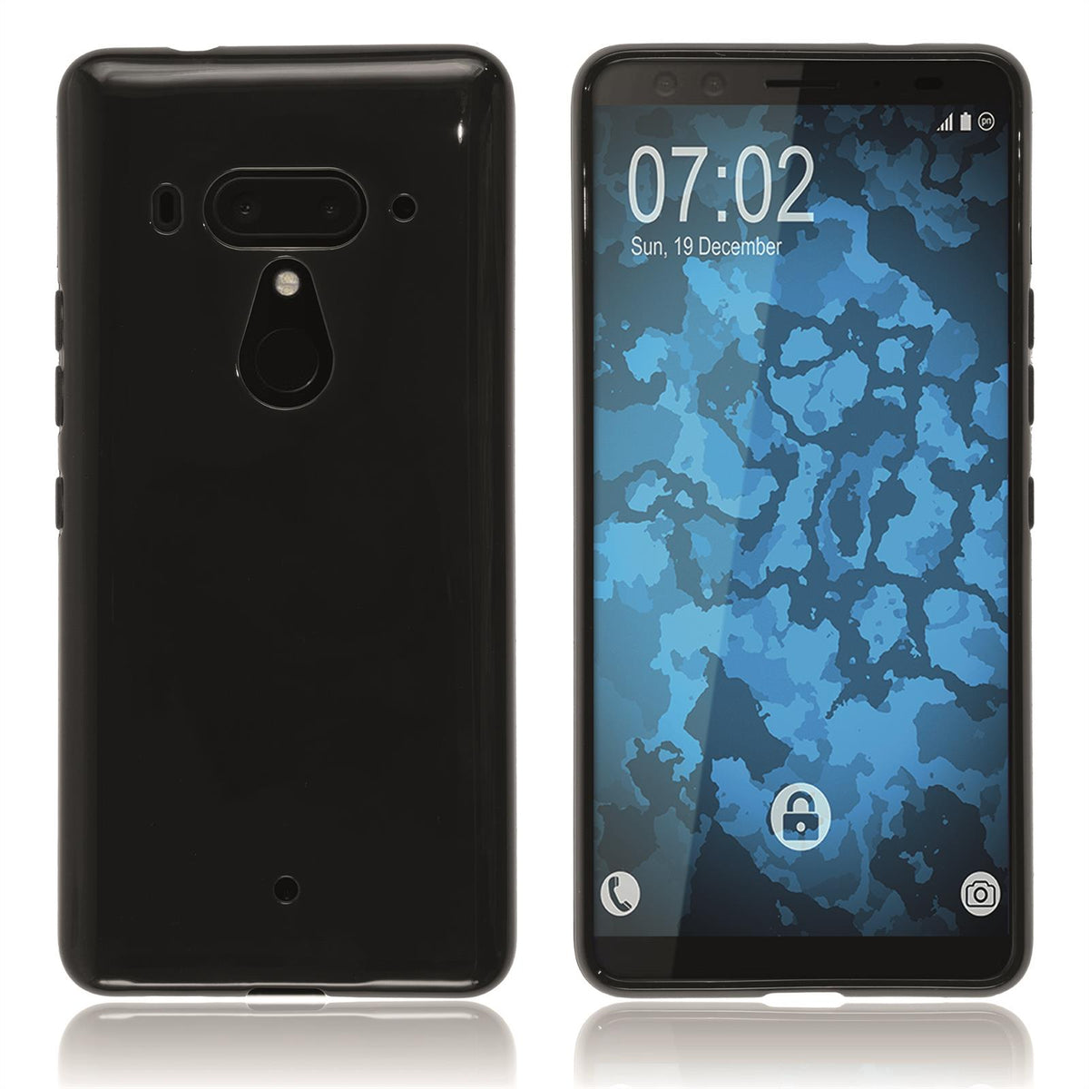 PhoneNatic Case kompatibel mit HTC U12+ - schwarz Silikon Hülle Cover