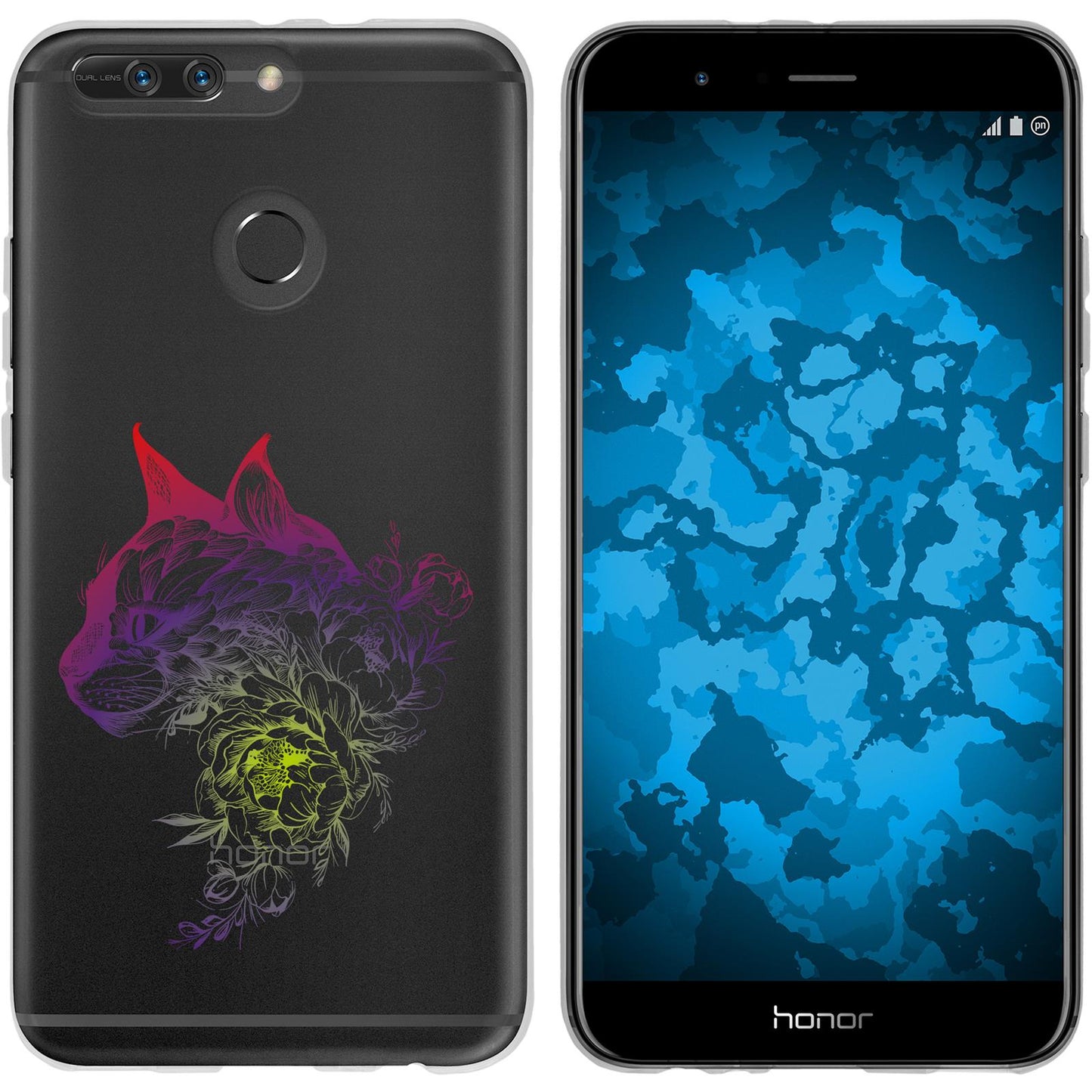 Honor 8 Pro Silikon-Hülle Floral Katze M2-5 Case