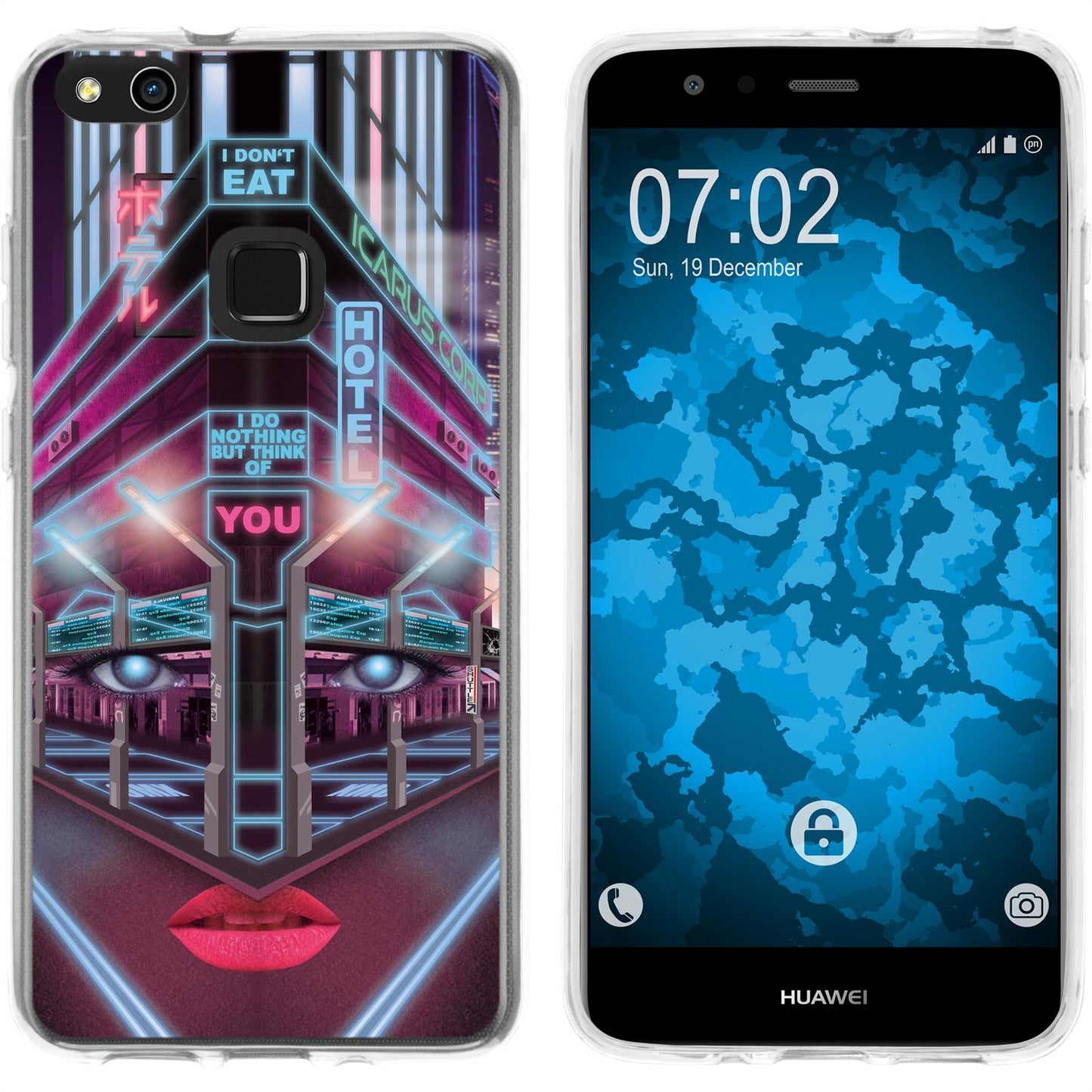 P10 Lite Silikon-Hülle Retro Wave Cyberpunk.02 M5 Case