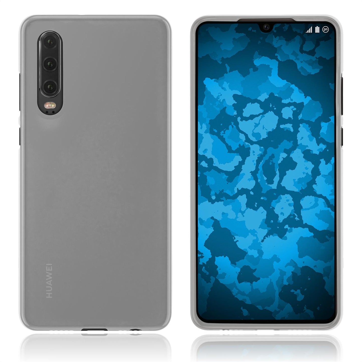 PhoneNatic Case kompatibel mit Huawei P30 - transparent-weiß Silikon Hülle matt Cover