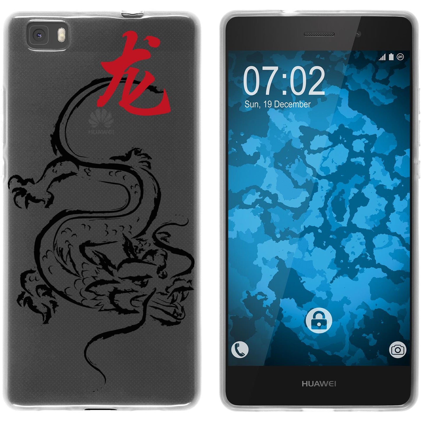 P8 Lite 2015 (1.Gen.) Silikon-Hülle Tierkreis Chinesisch M5