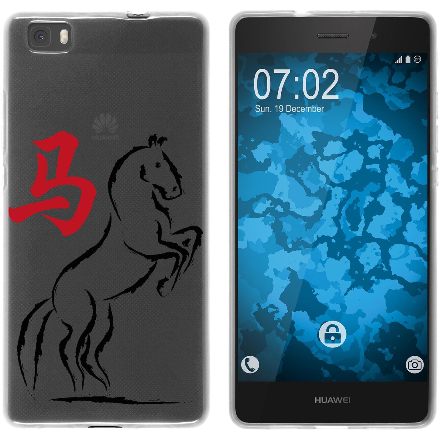 P8 Lite 2015 (1.Gen.) Silikon-Hülle Tierkreis Chinesisch M7
