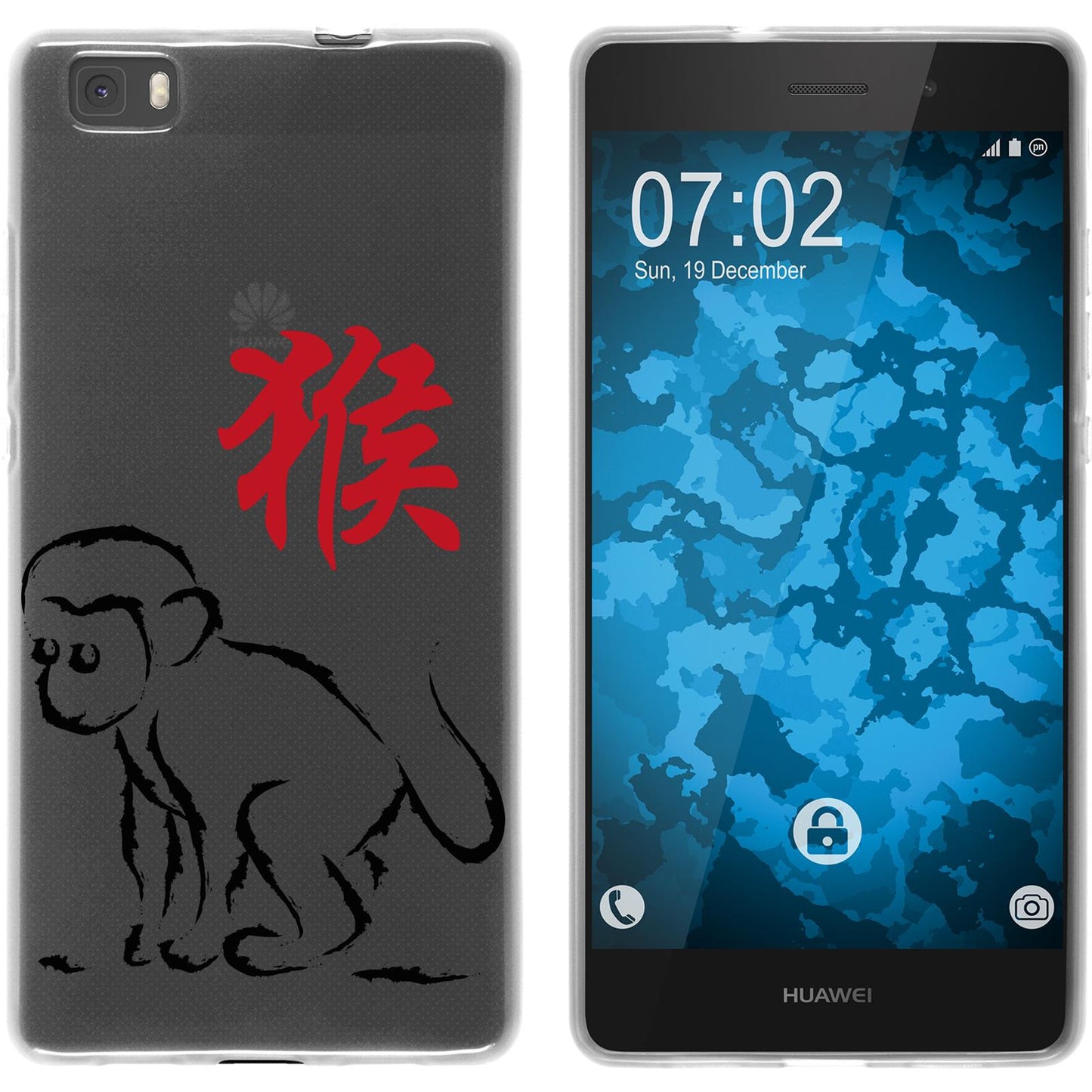 P8 Lite 2015 (1.Gen.) Silikon-Hülle Tierkreis Chinesisch M9