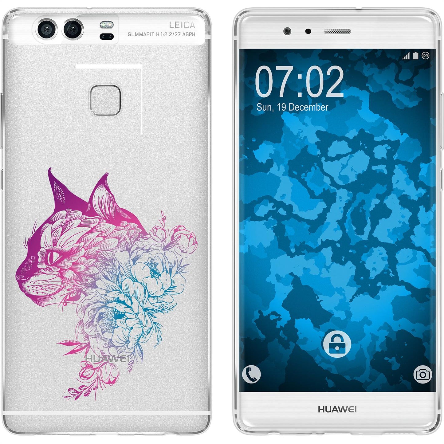 P9 Silikon-Hülle Floral Katze M2-6 Case