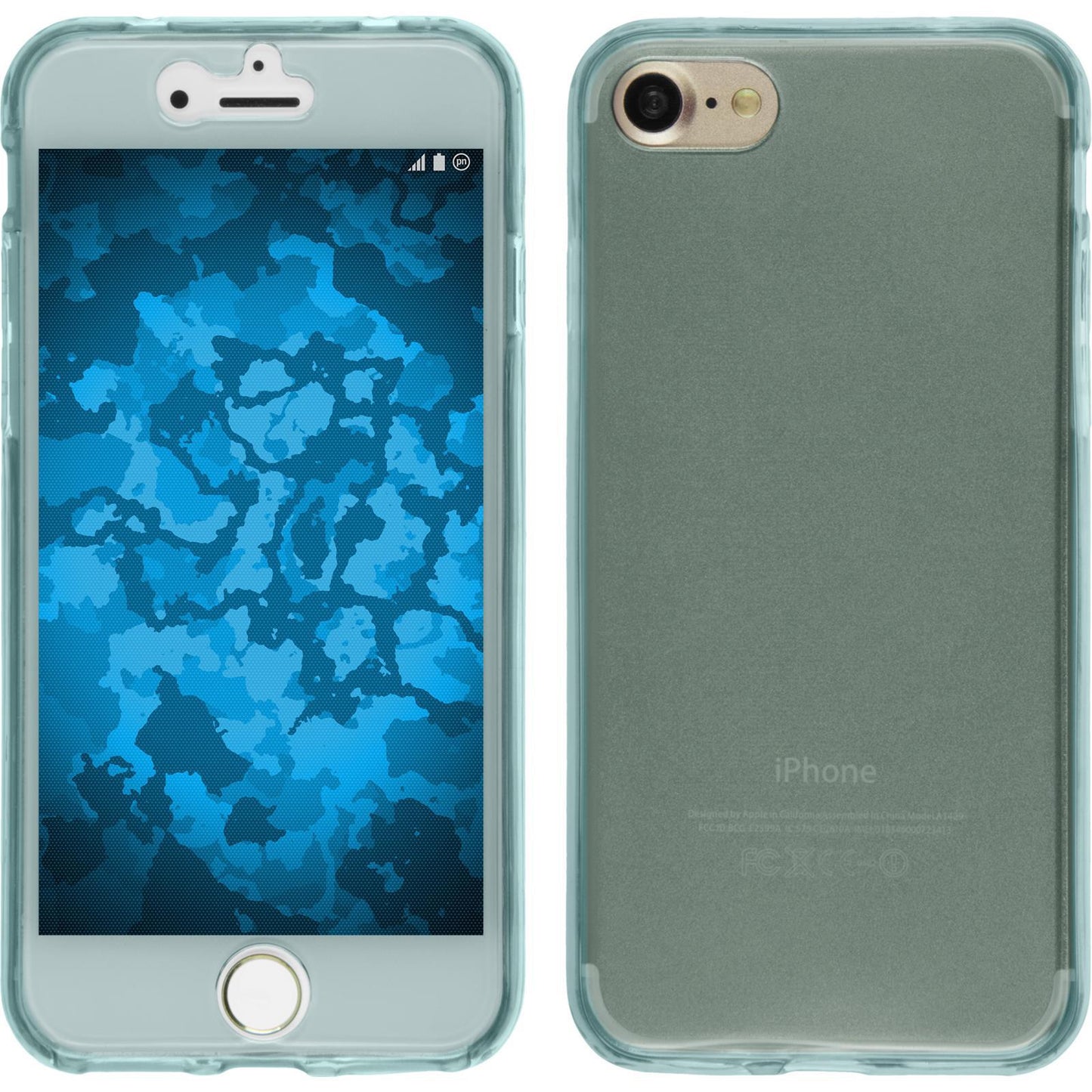 PhoneNatic Case kompatibel mit Apple iPhone 8 - hellblau Silikon Hülle 360∞ Fullbody Cover