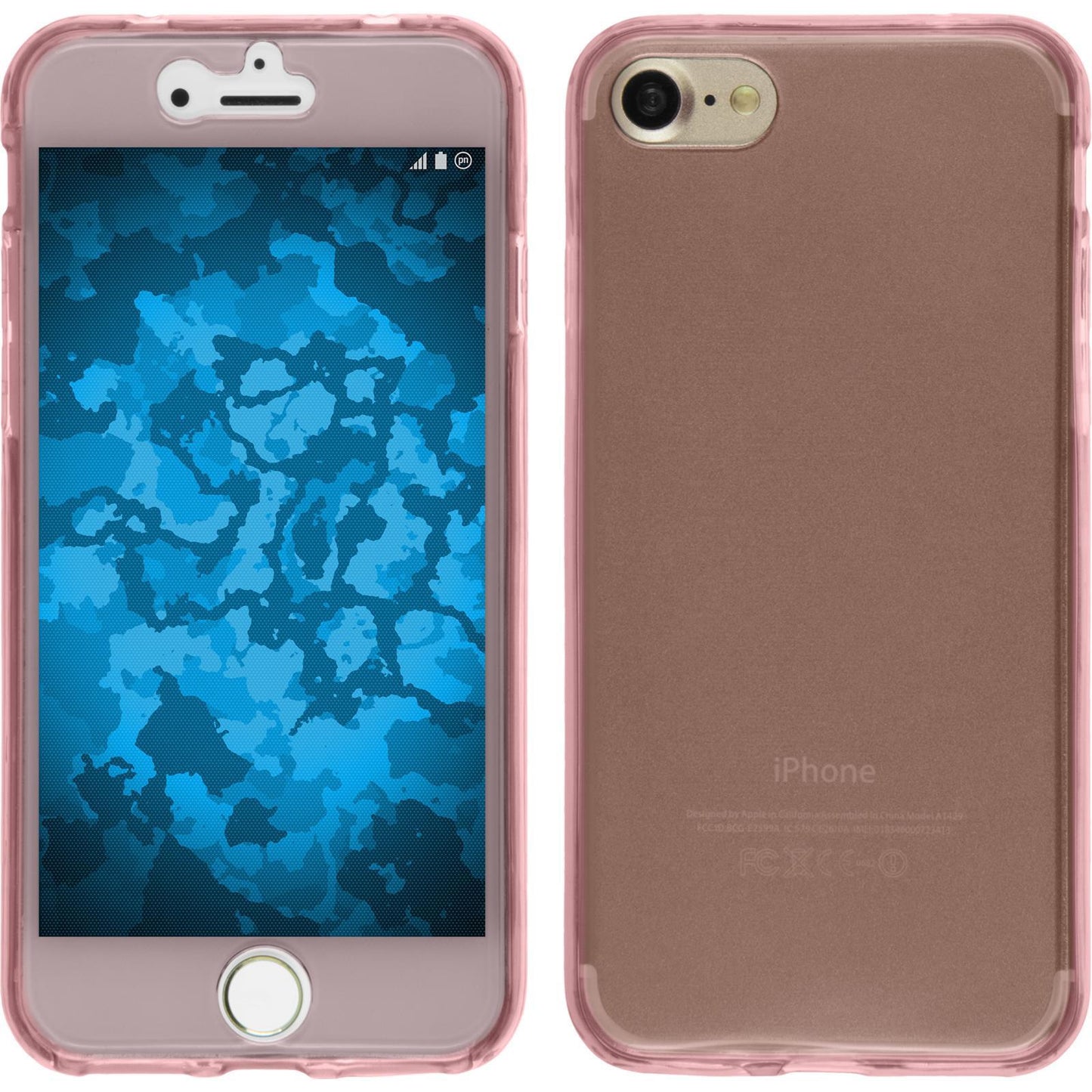 PhoneNatic Case kompatibel mit Apple iPhone 8 - rosa Silikon Hülle 360∞ Fullbody Cover