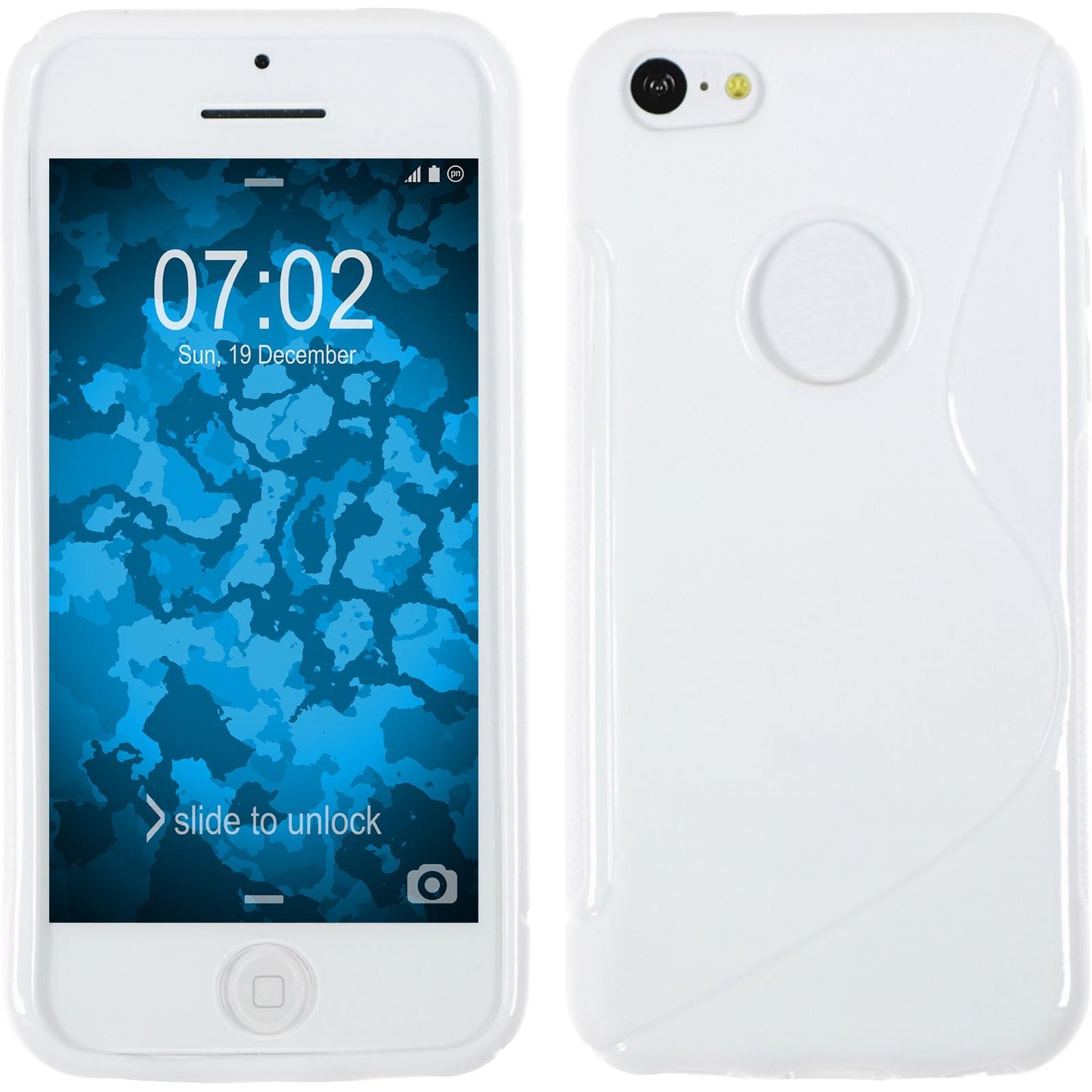 PhoneNatic Case kompatibel mit Apple iPhone 5c - weifl Silikon Hülle S-Style Logo + 2 Schutzfolien