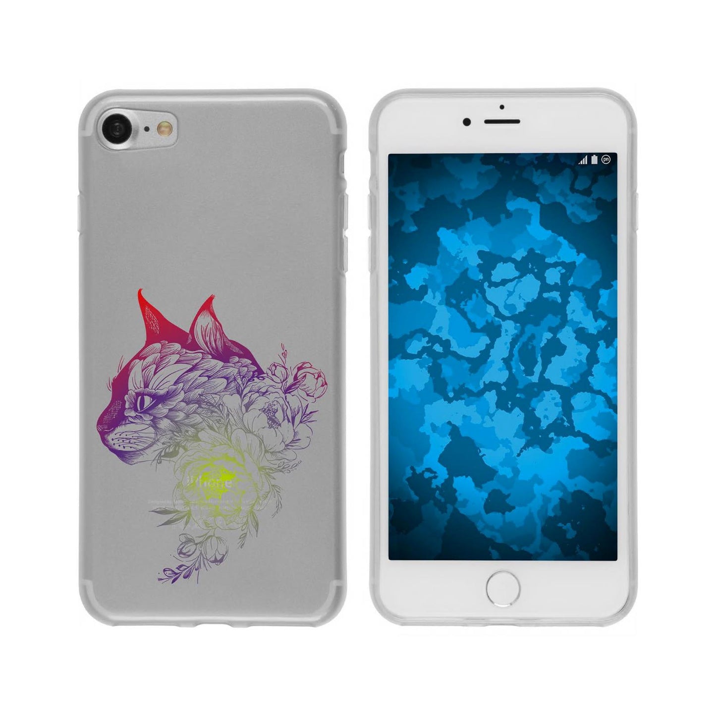 iPhone 6 Plus / 6s Plus Silikon-Hülle Floral Katze M2-5 Case