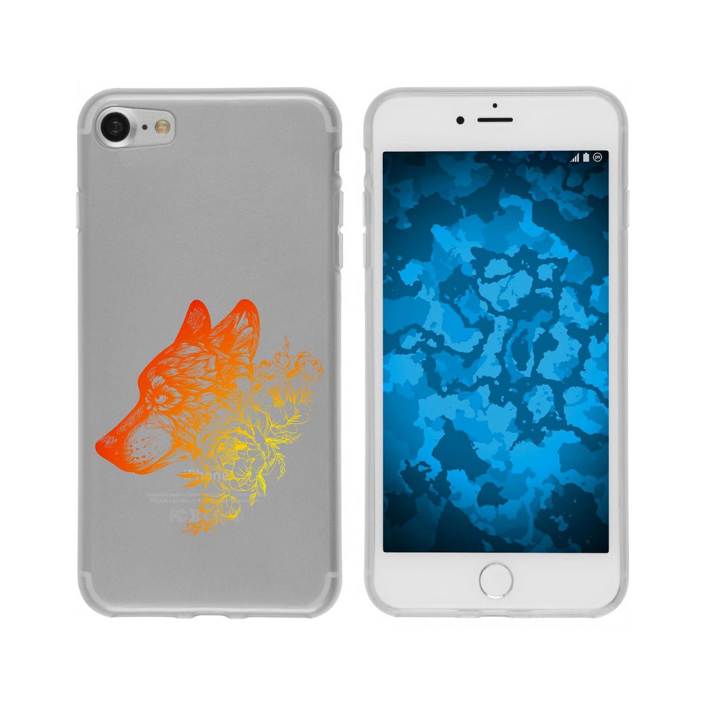 iPhone 6 Plus / 6s Plus Silikon-Hülle Floral Wolf M3-2 Case