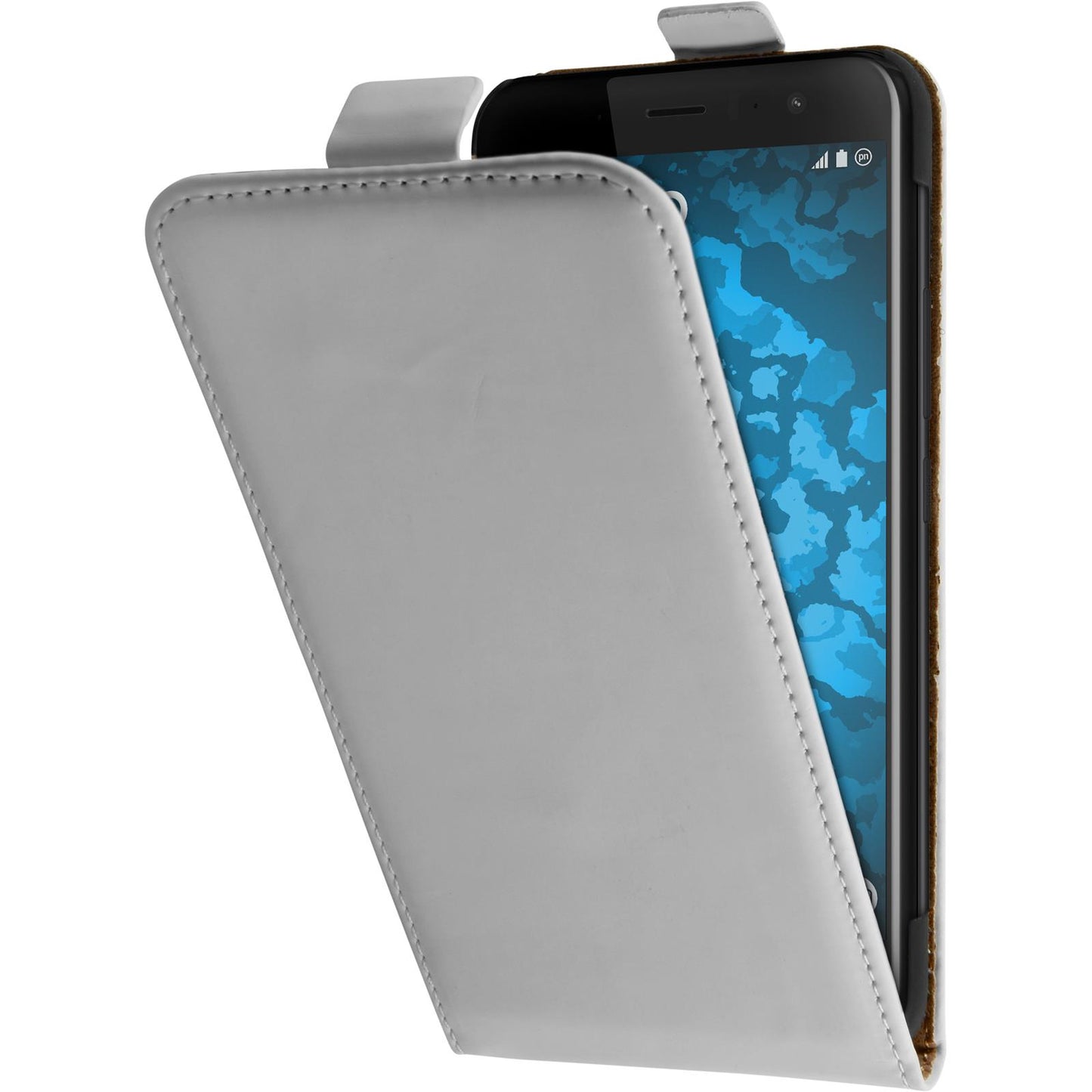 Kunst-Lederhülle für HTC U11 Flip-Case weifl + 2 Schutzfolien
