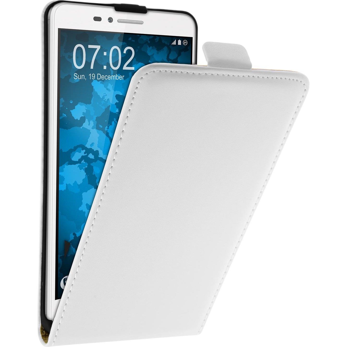 Kunst-Lederhülle für Huawei Honor 5X Flip-Case weifl + 2 Schu