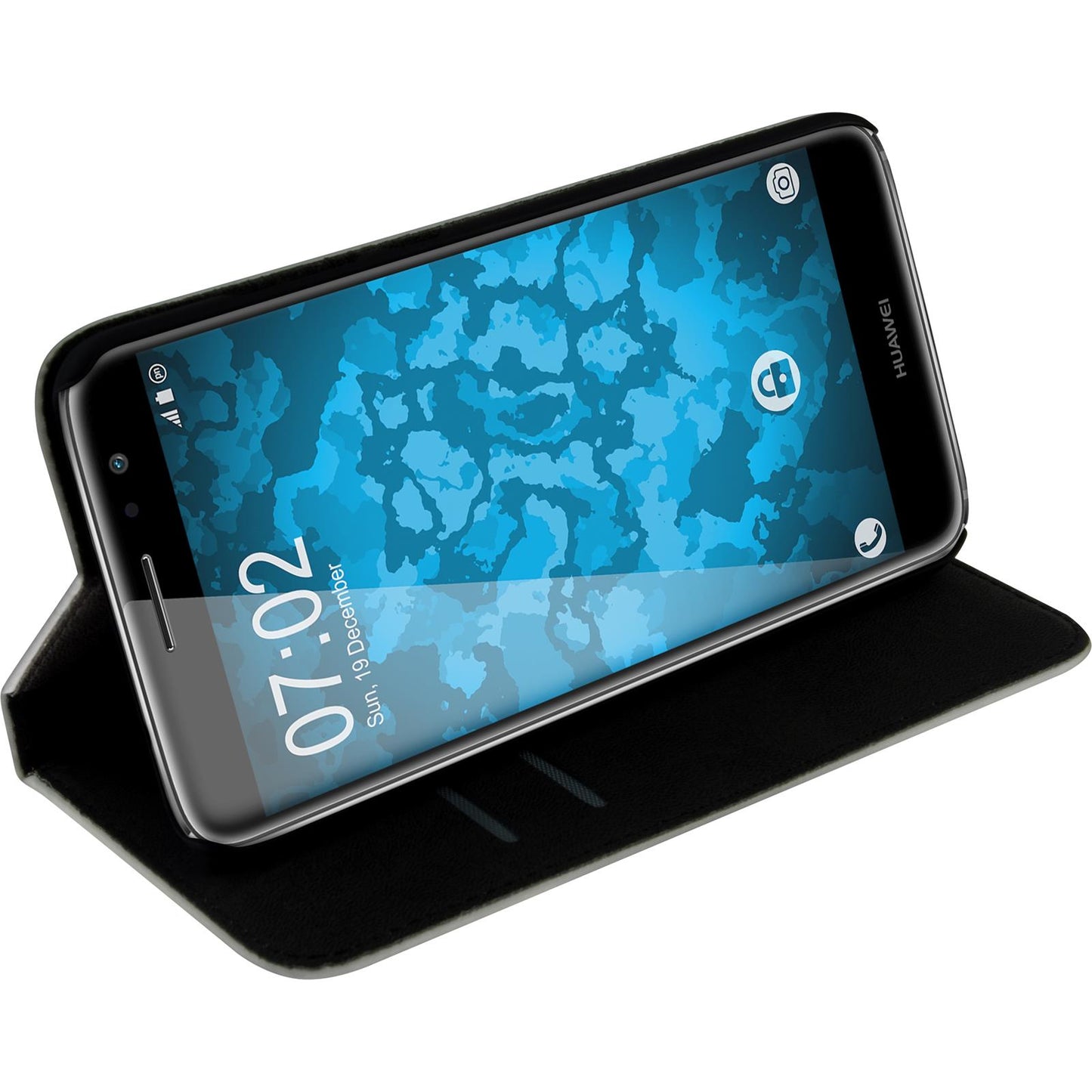 Kunst-Lederhülle für Huawei Nova Plus Book-Case weifl + 2 Sch