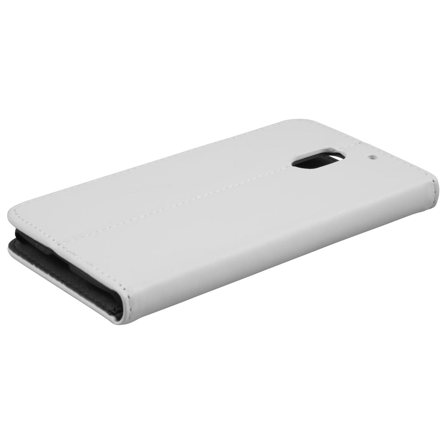 Kunst-Lederhülle für Lenovo Moto E3 Book-Case weifl + 2 Schut