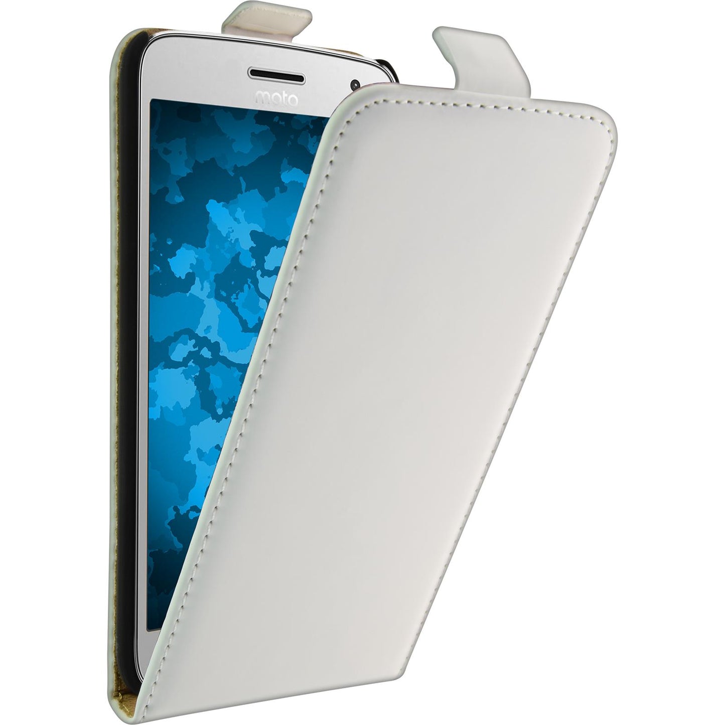 Kunst-Lederhülle für Lenovo Moto G5 Plus Flip-Case weifl + 2