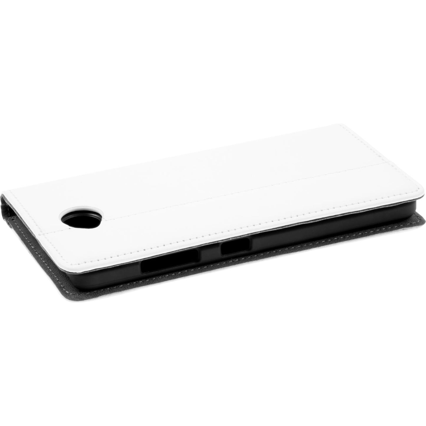Kunst-Lederhülle für Microsoft Lumia 650 Book-Case weifl + 2