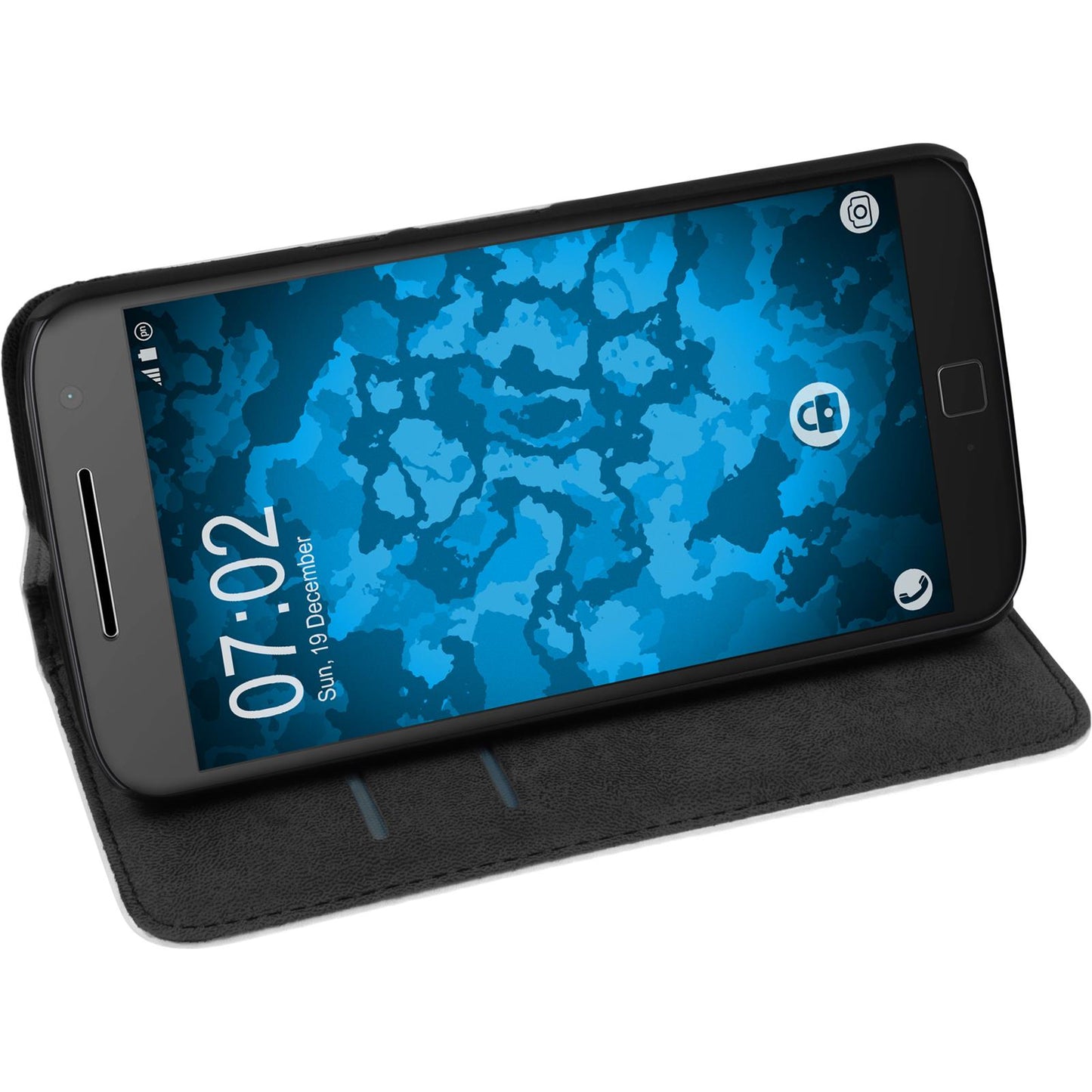 Kunst-Lederhülle für Motorola Moto G4 Plus Book-Case weifl +