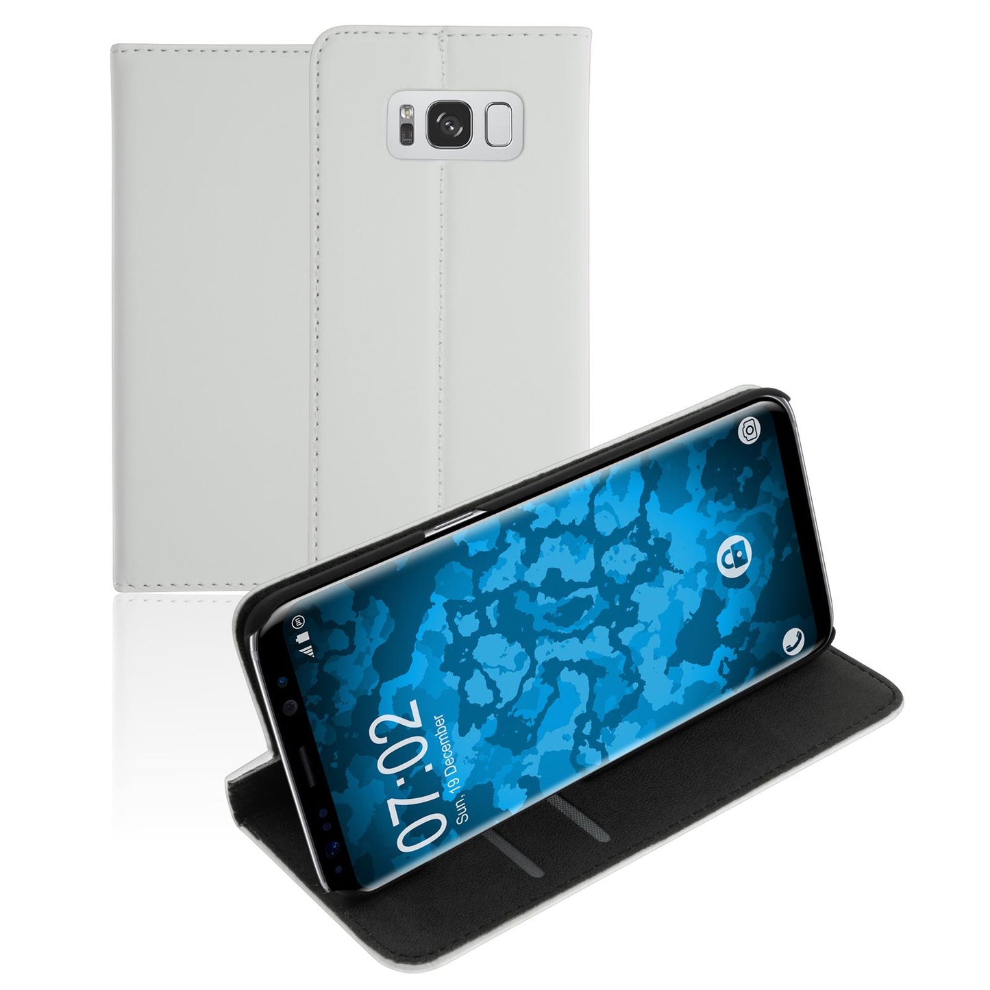 Kunst-Lederhülle für Samsung Galaxy S8 Plus Book-Case weifl +
