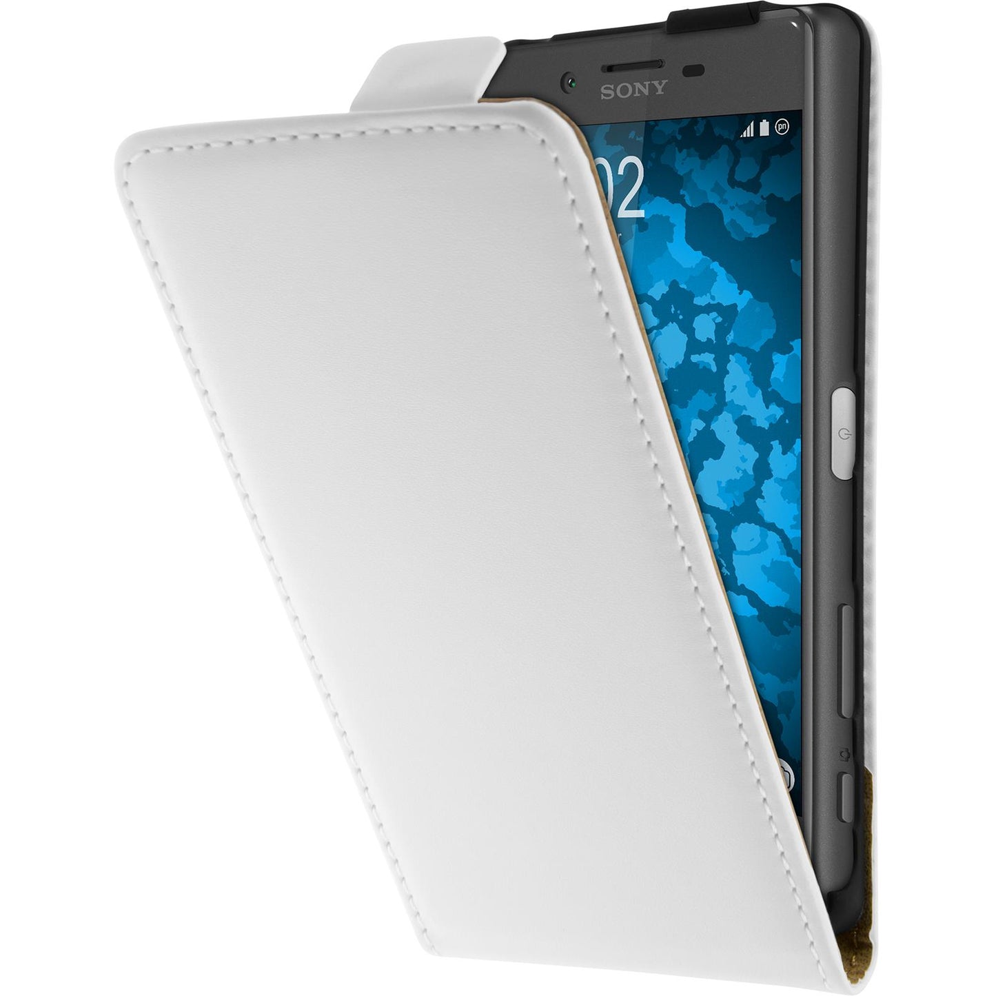 Kunst-Lederhülle für Sony Xperia X Flip-Case weifl + 2 Schutz