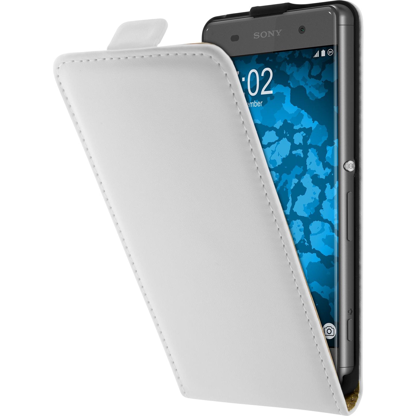 Kunst-Lederhülle für Sony Xperia XA Flip-Case weifl + 2 Schut