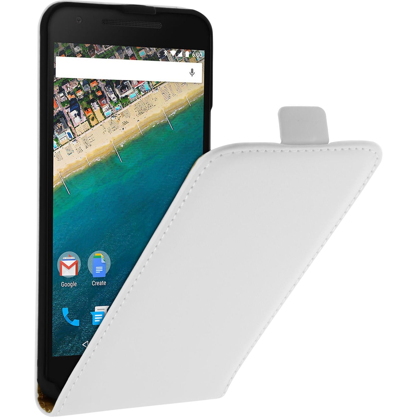 Kunst-Lederhülle für Google Nexus 5X Flip-Case weifl + 2 Schu