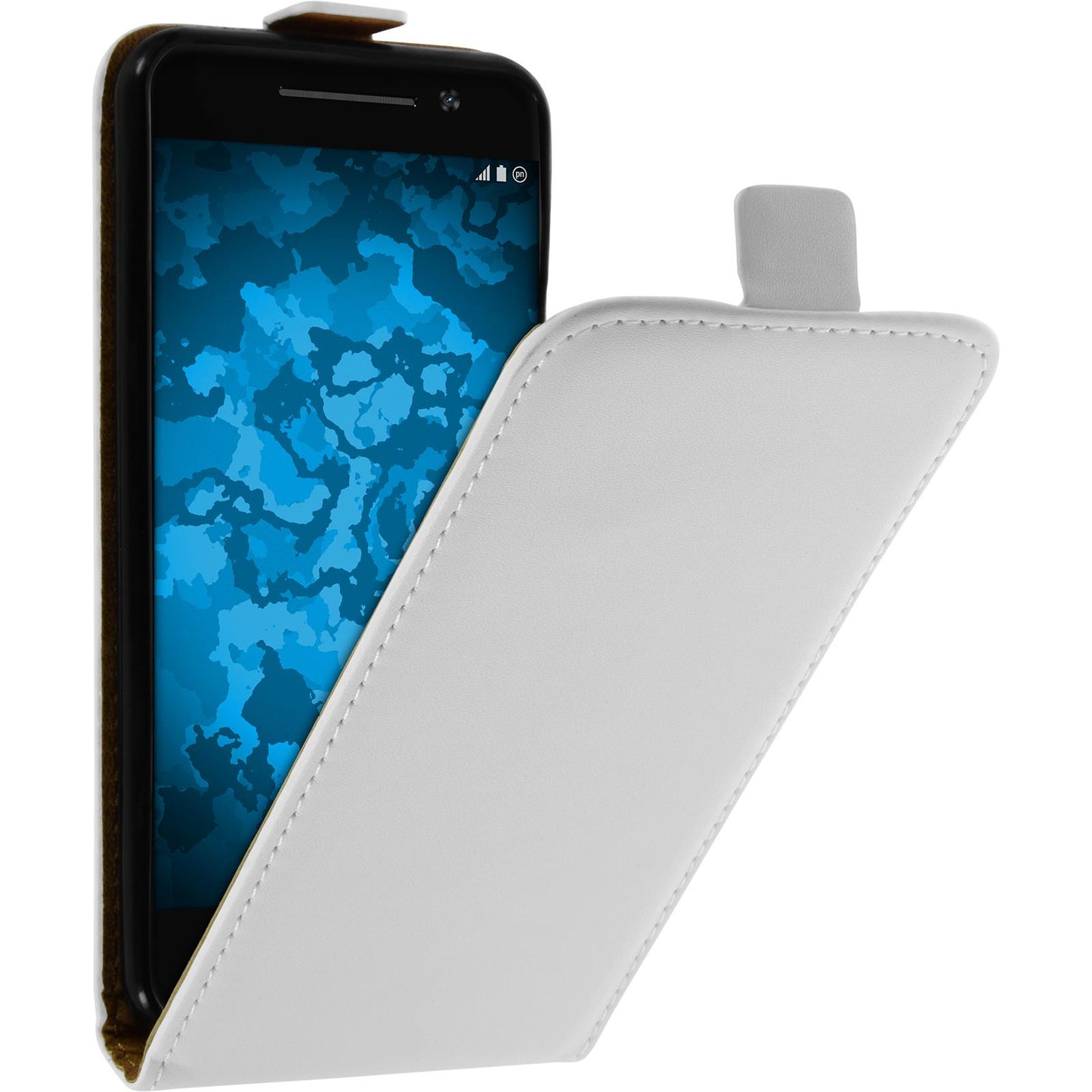 Kunst-Lederhülle für HTC One A9 Flip-Case weifl + 2 Schutzfol