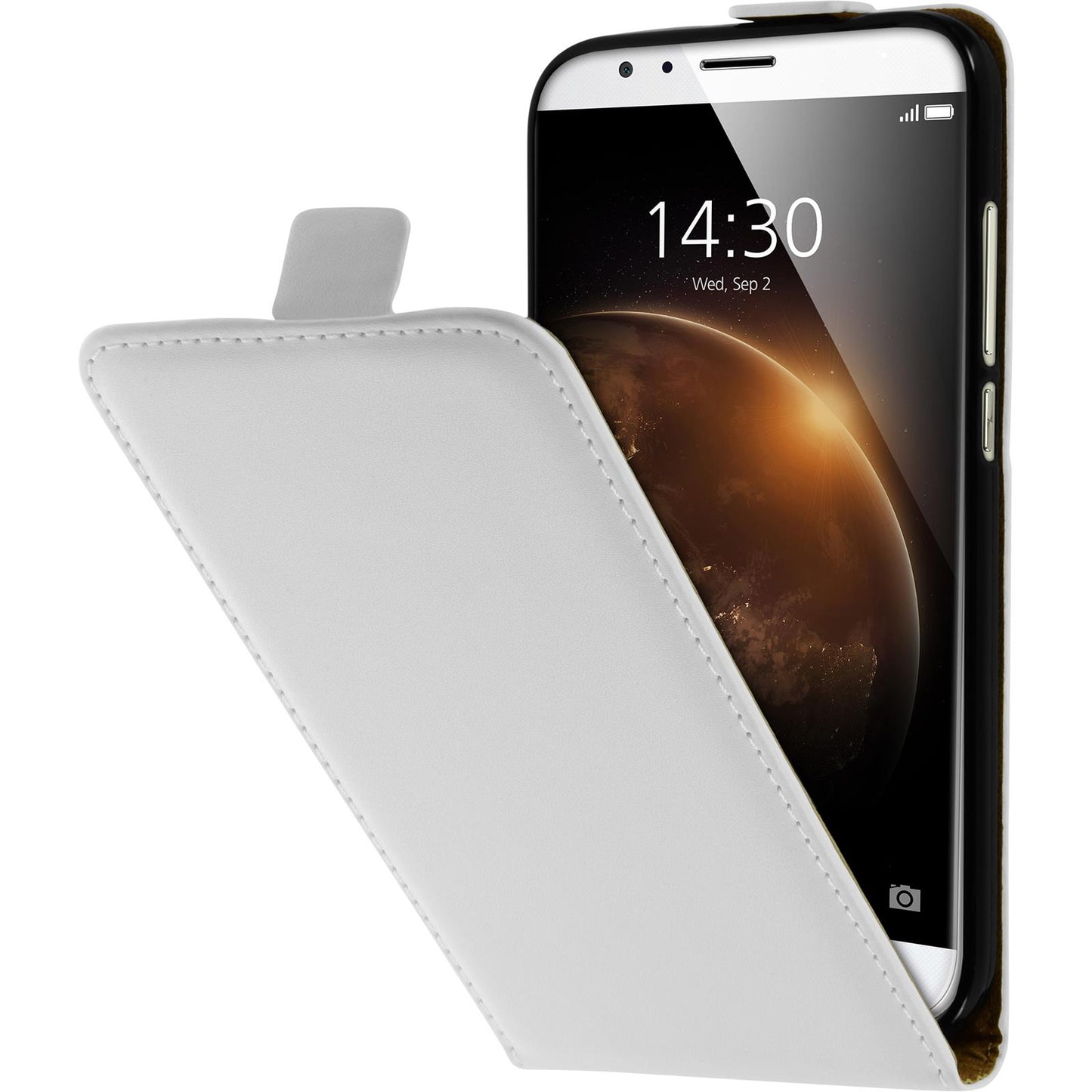Kunst-Lederhülle für Huawei G8 Flip-Case weifl + 2 Schutzfoli
