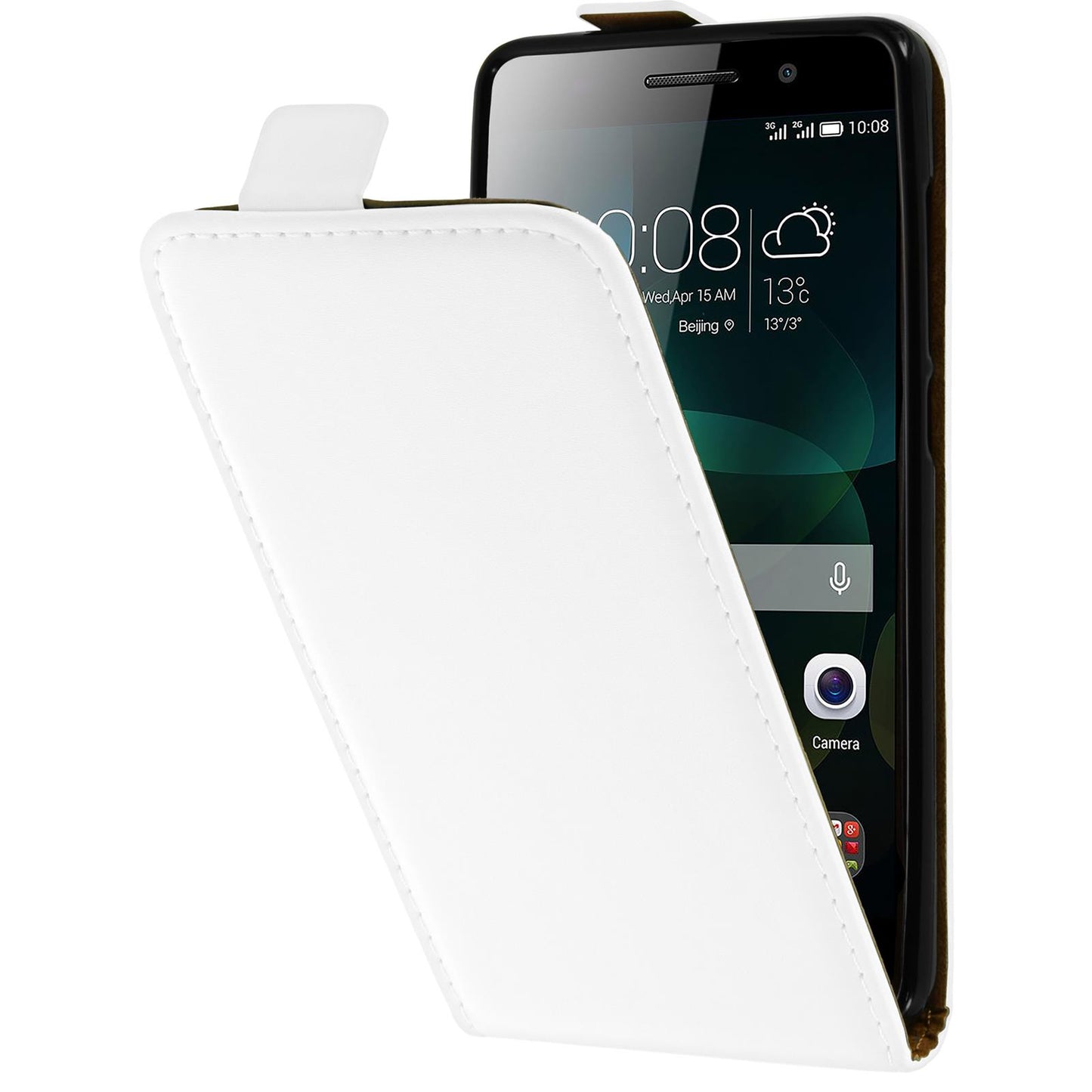 Kunst-Lederhülle für Huawei Honor 4c Flip-Case weifl + 2 Schu