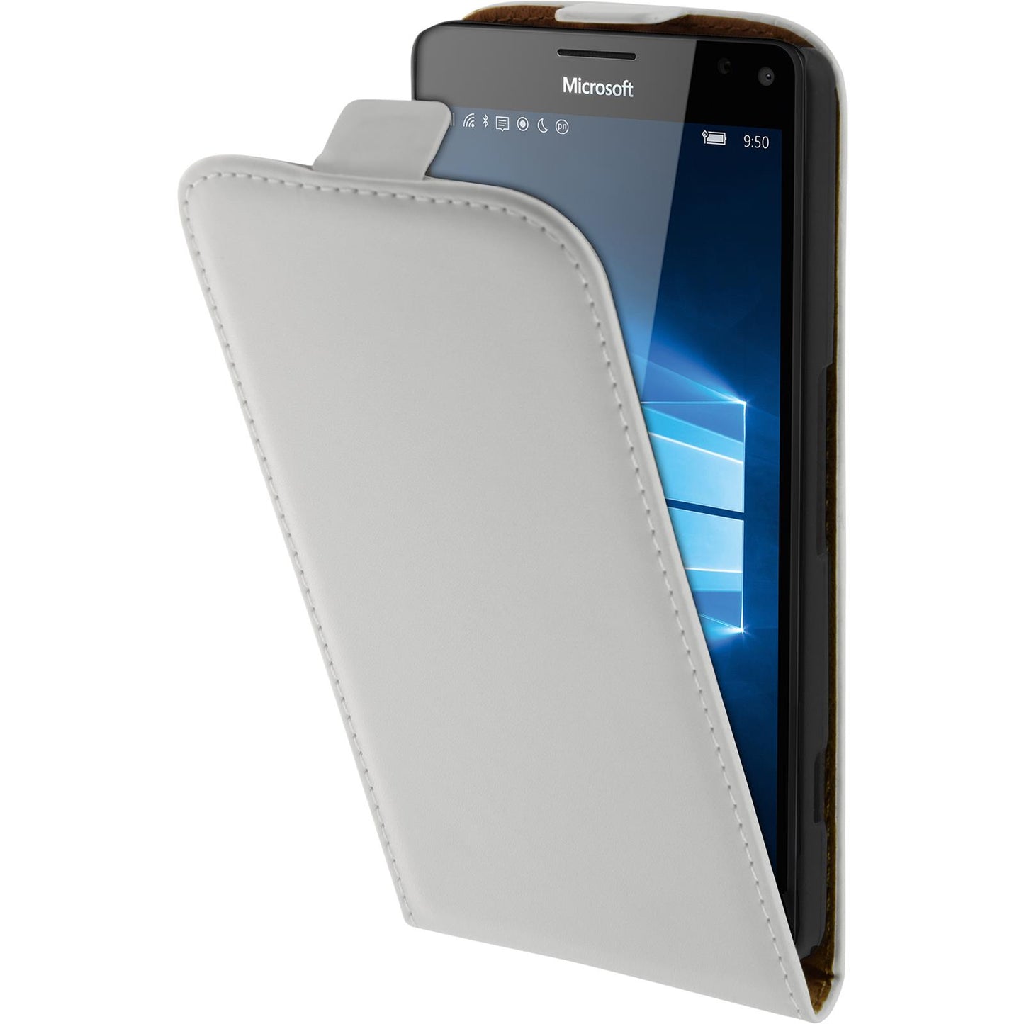 Kunst-Lederhülle für Microsoft Lumia 950 XL Flip-Case weifl +