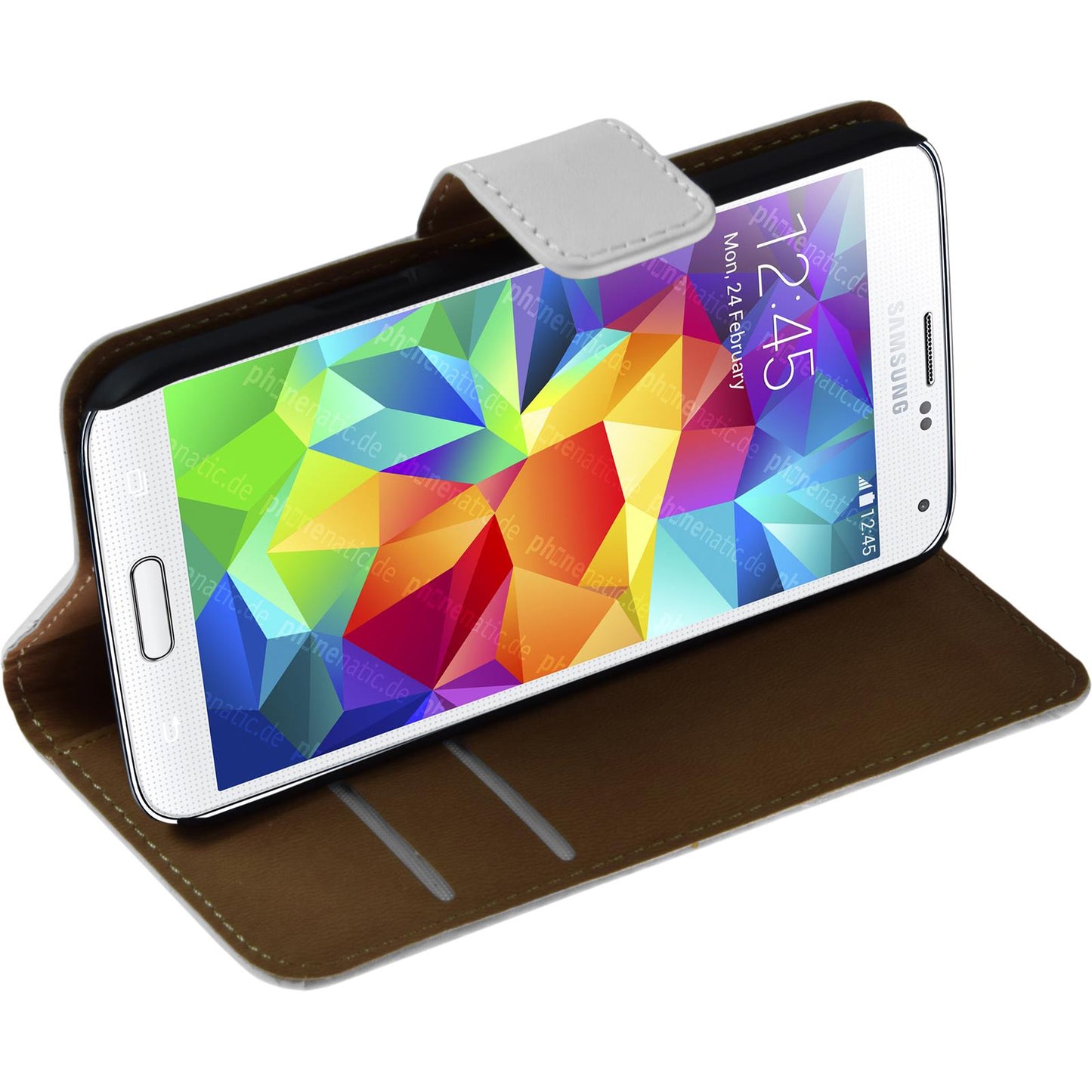 Kunst-Lederhülle für Samsung Galaxy S5 mini Wallet weifl + 2