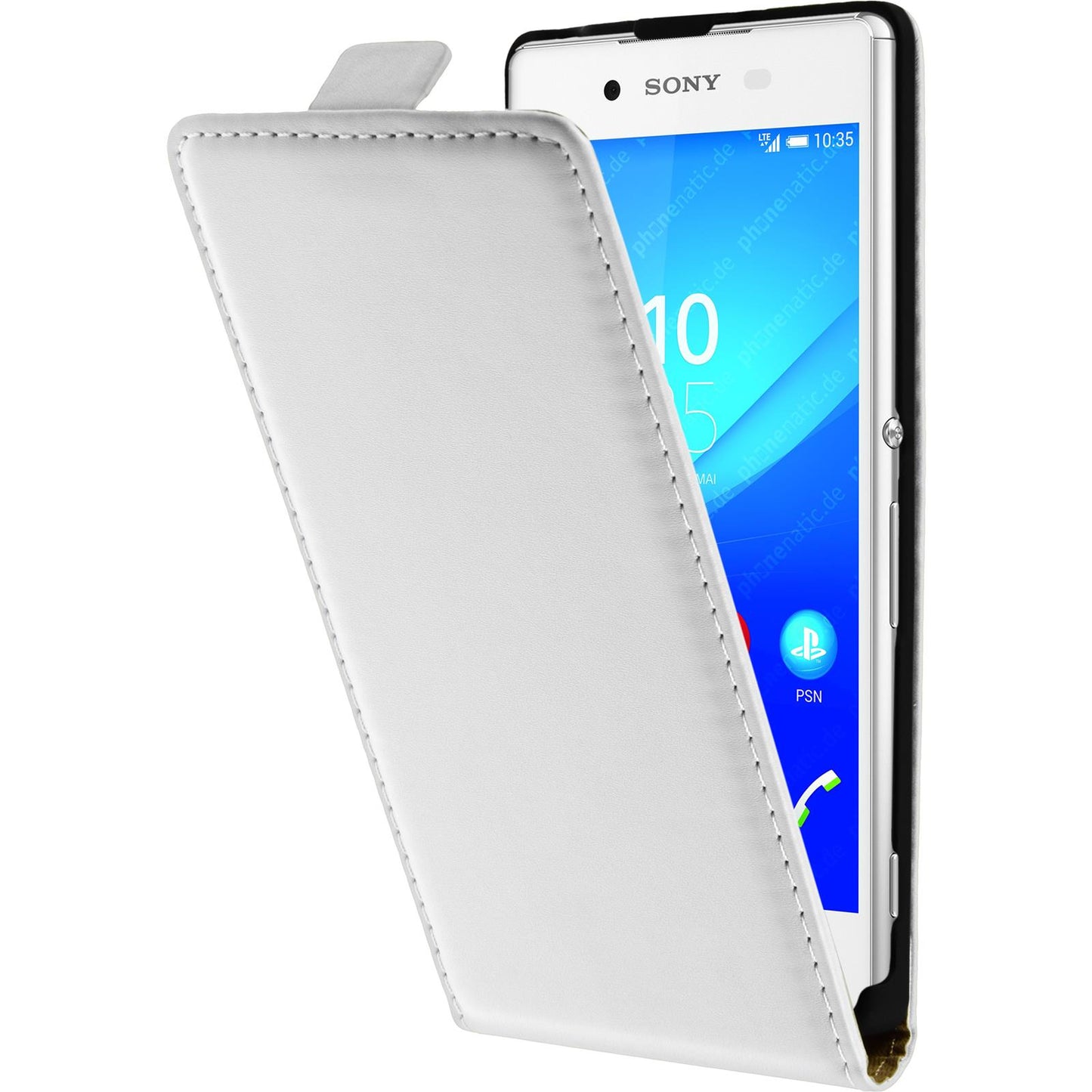 Kunst-Lederhülle für Sony Xperia Z3+ / Plus Flip-Case weifl +