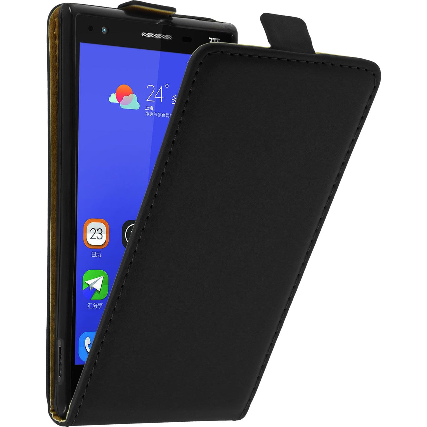Kunst-Lederhülle für ZTE Star 2 Flip-Case schwarz + 2 Schutz