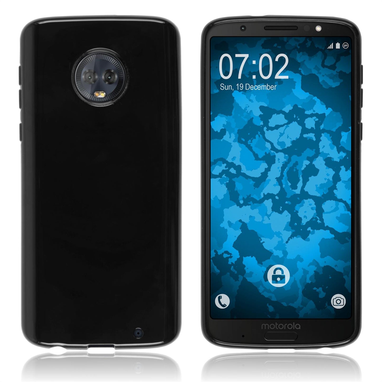 PhoneNatic Case kompatibel mit Lenovo Moto G6 Plus - schwarz Silikon Hülle Cover